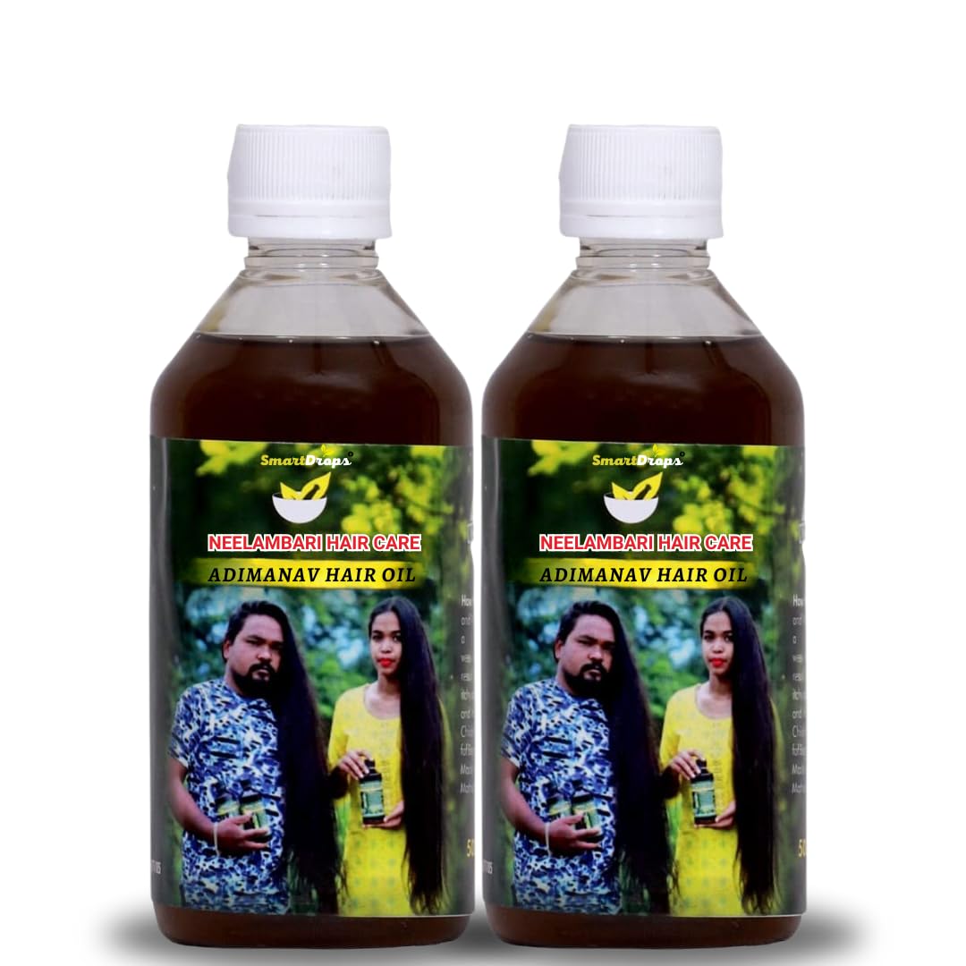 Adimanav Herbal Hair Oil for Men & Women - 100% Natural Hair Growth Treatment - 100ml (Pack of 2) | Reduces Hair Fall, Promotes Thicker Hair | Perfect for Daily Scalp Massage & Ayurvedic Hair Care Routine