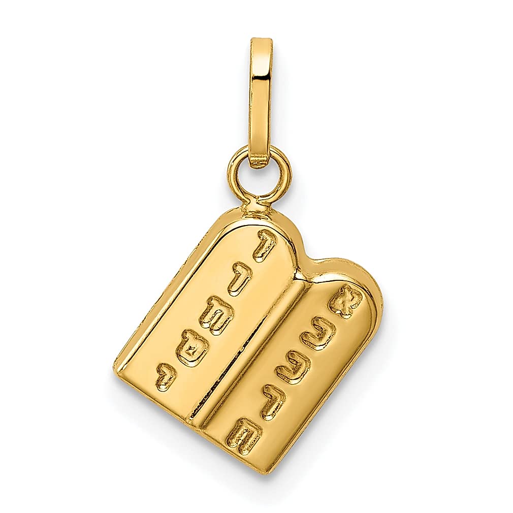 14K Yellow Gold Ten Commandments Charm Necklace - Religious Bible Prayer Jewelry Pendant for Women - Perfect Gift for Her, Church, Baptism & Special Occasions