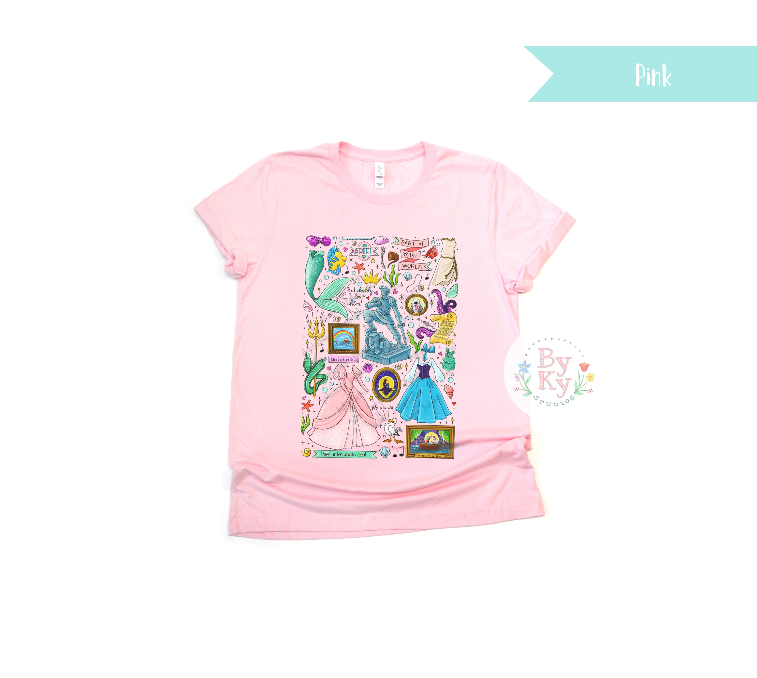 Ariel Princess Unisex T-Shirt - Disney Inspired Casual Wear for Kids & Adults - Perfect for Theme Parks, Birthday Parties & Cosplay