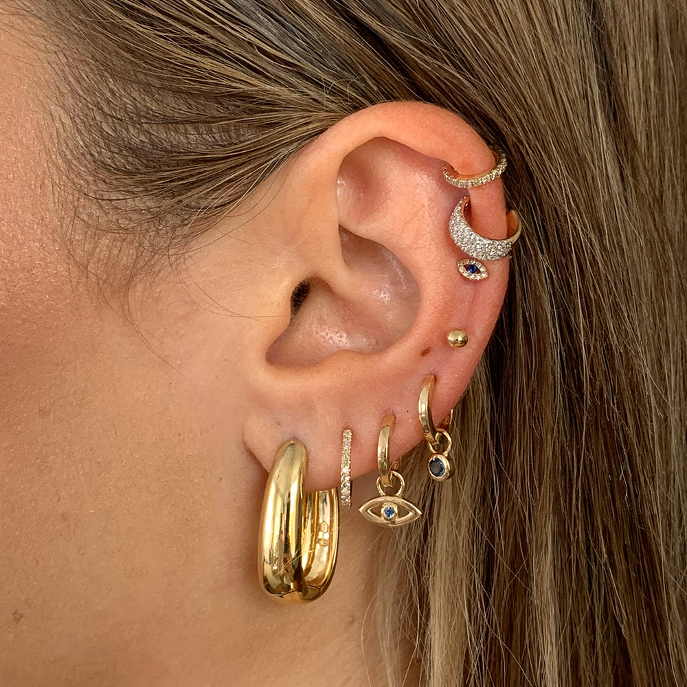 10k Gold Diamond Huggie Single Earring - Minimalist Dainty Hoop Earrings for Women, Perfect for Everyday Wear & Special Occasions