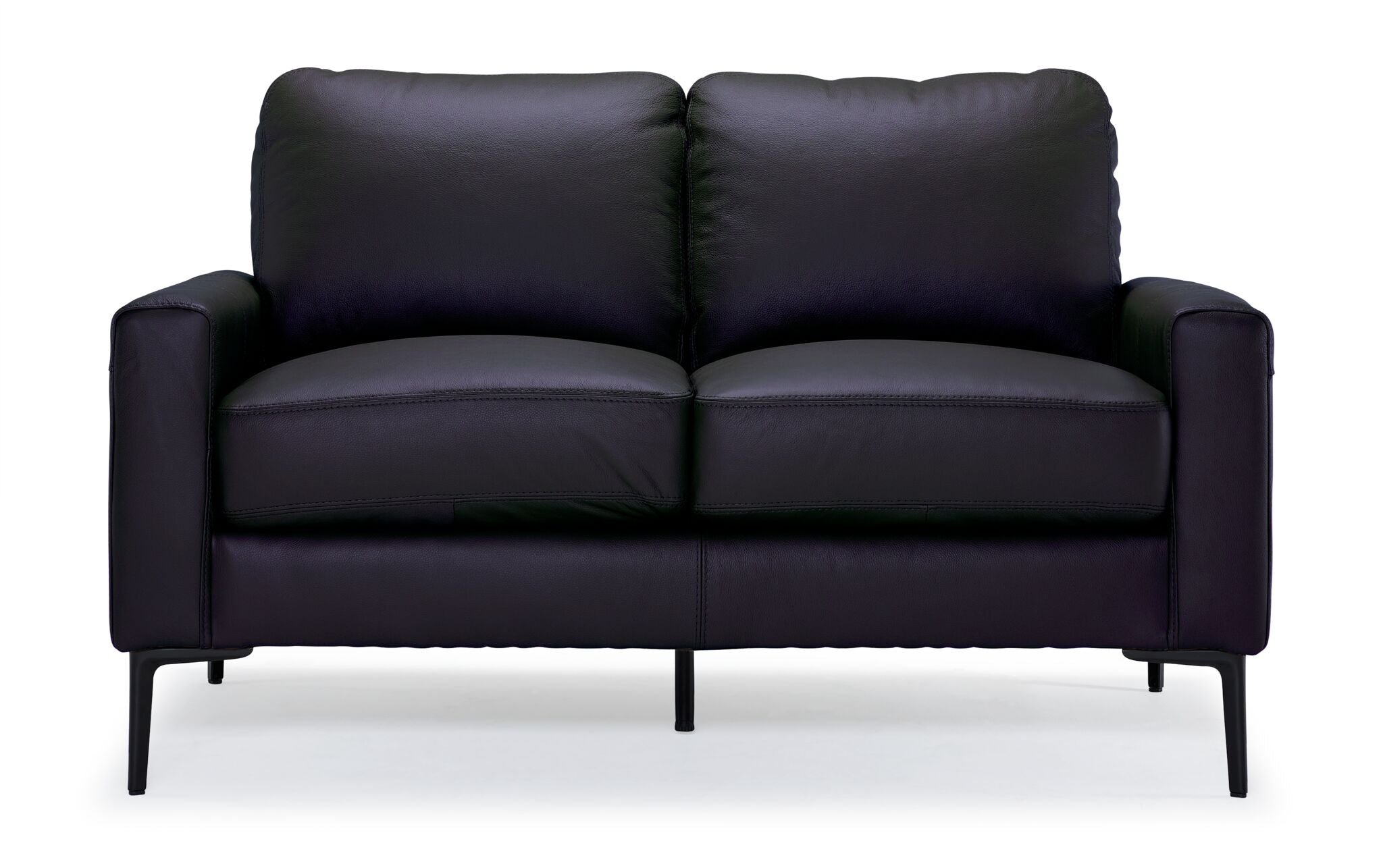 Premium Chito Leather Loveseat Sofa - Modern Raven Black Faux Leather Couch for Living Room, Office, or Lounge - Comfortable 2-Seater with Sturdy Frame