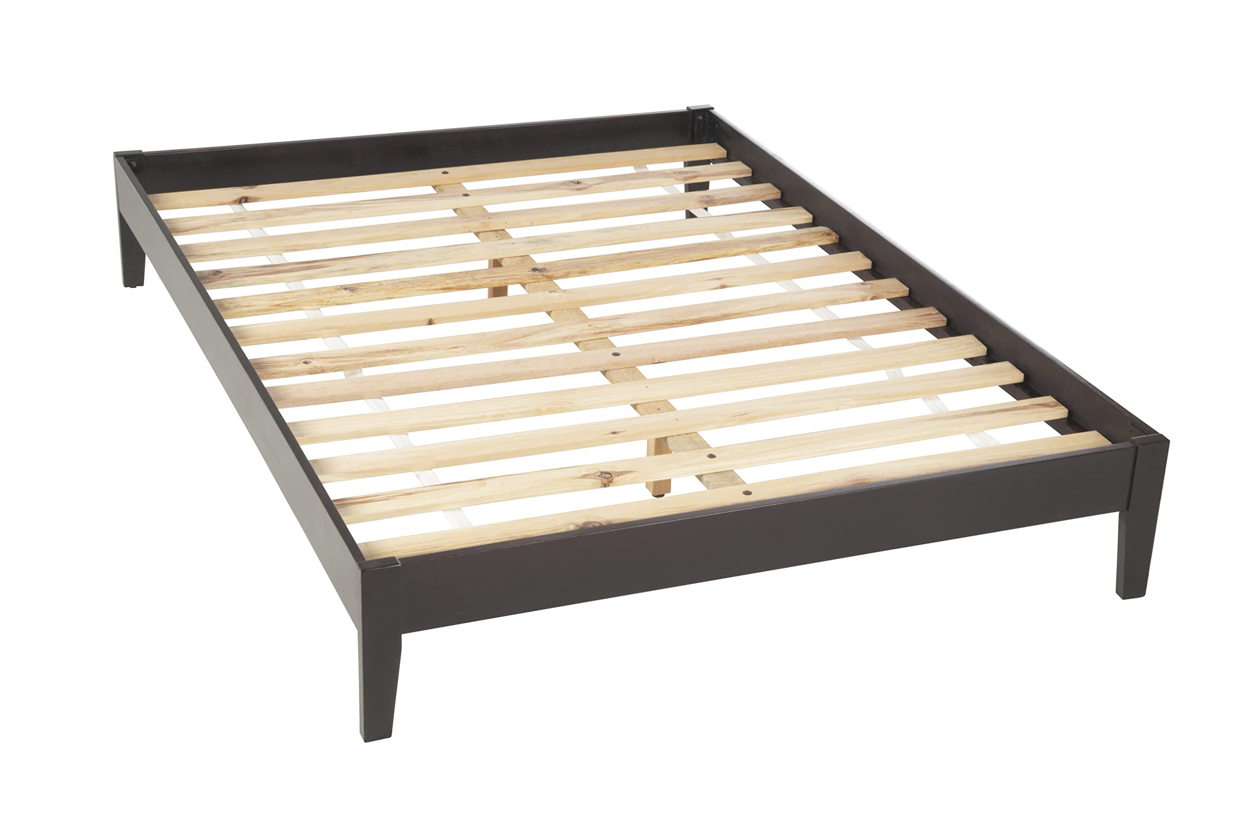 Modus Solid Wood Platform Bed Frame - Full Size, Espresso Finish, Simple Nevis Design | Sturdy & Durable for Modern Bedroom Decor | Perfect for Master Bedrooms, Guest Rooms & Apartments