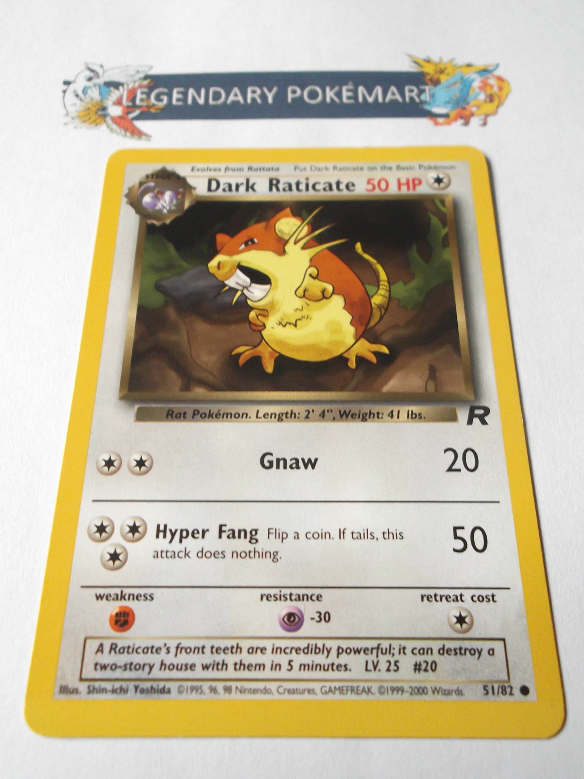 Dark Raticate Team Rocket Pokemon Card #51 - Rare Collectible Trading Card Game (TCG) for Battles, Gifts & Display - Perfect for Fans & Collectors