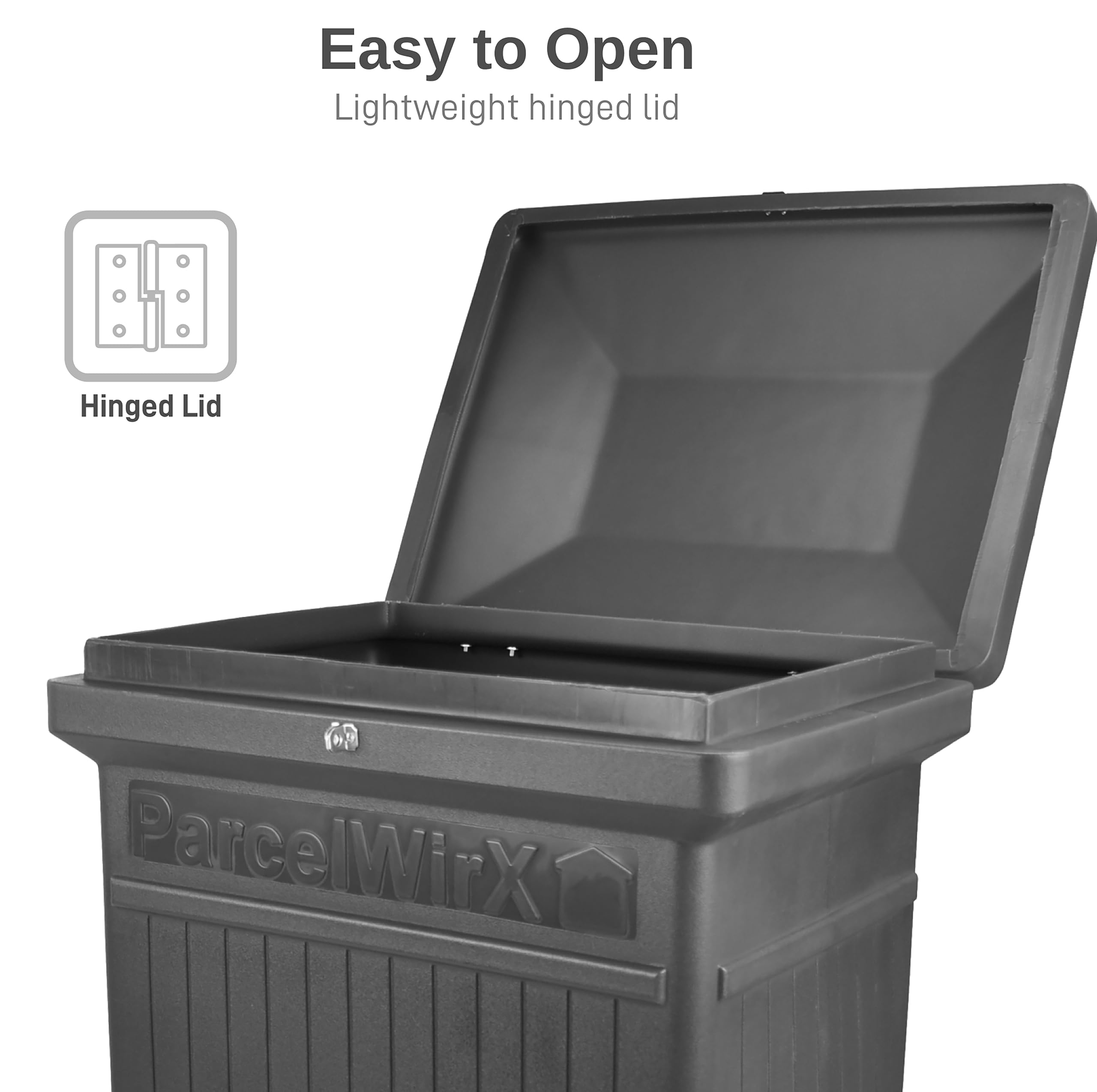 Premium Vertical Storage Cabinet - Lockable Package Delivery Box with Hinged Lid in Graphite | Secure Mail & Parcel Organizer for Home, Office & Porch | Durable Weatherproof Package Drop Box