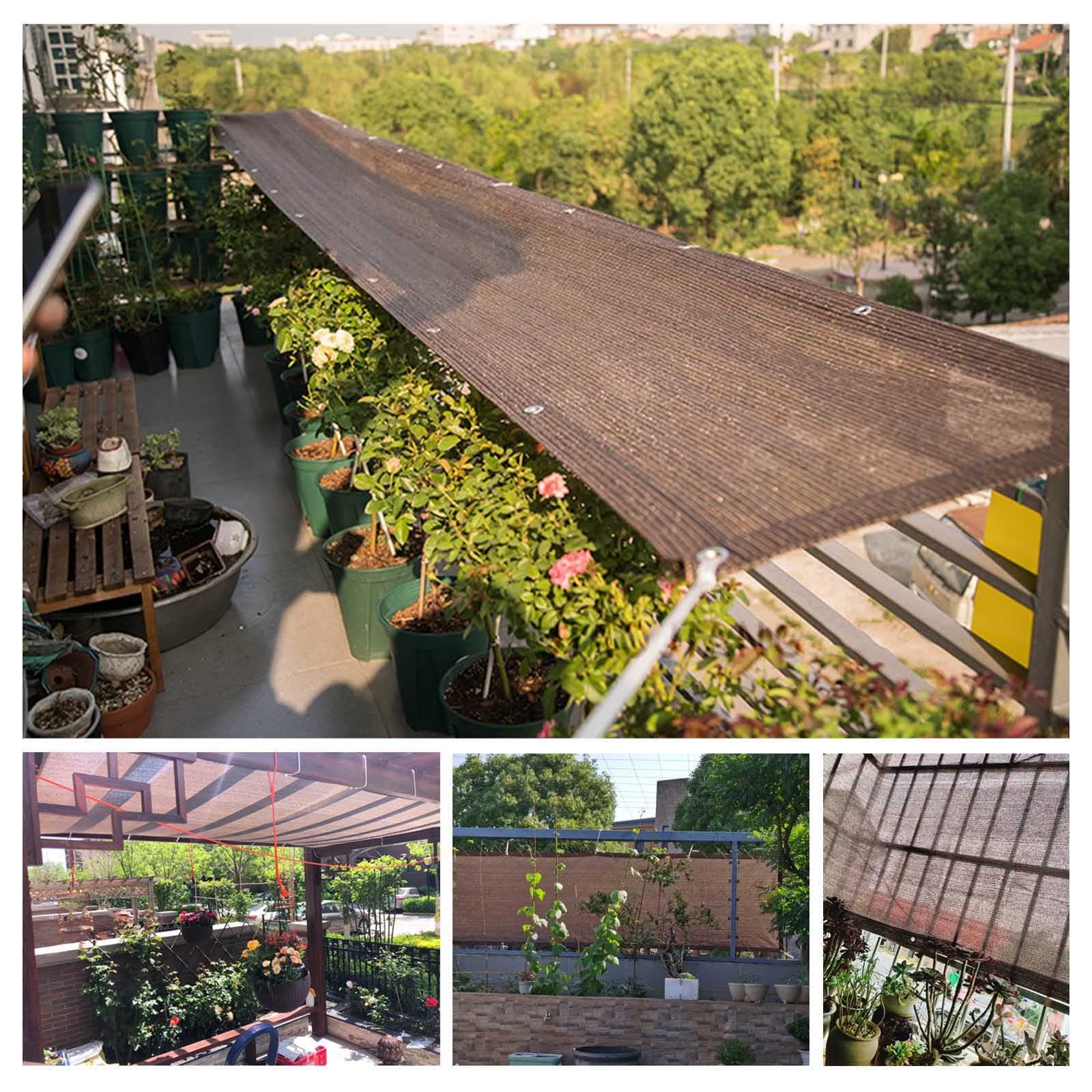 Brown Shade Netting 6x6m (19.7x19.7ft) - UV Resistant Sunblock Shade Cloth for Greenhouse, Balcony, Garden Plants & Outdoor Shade Sail with Reinforced Grommets | Perfect for Patio, Pool Cover, Carport & Backyard Sun Protection