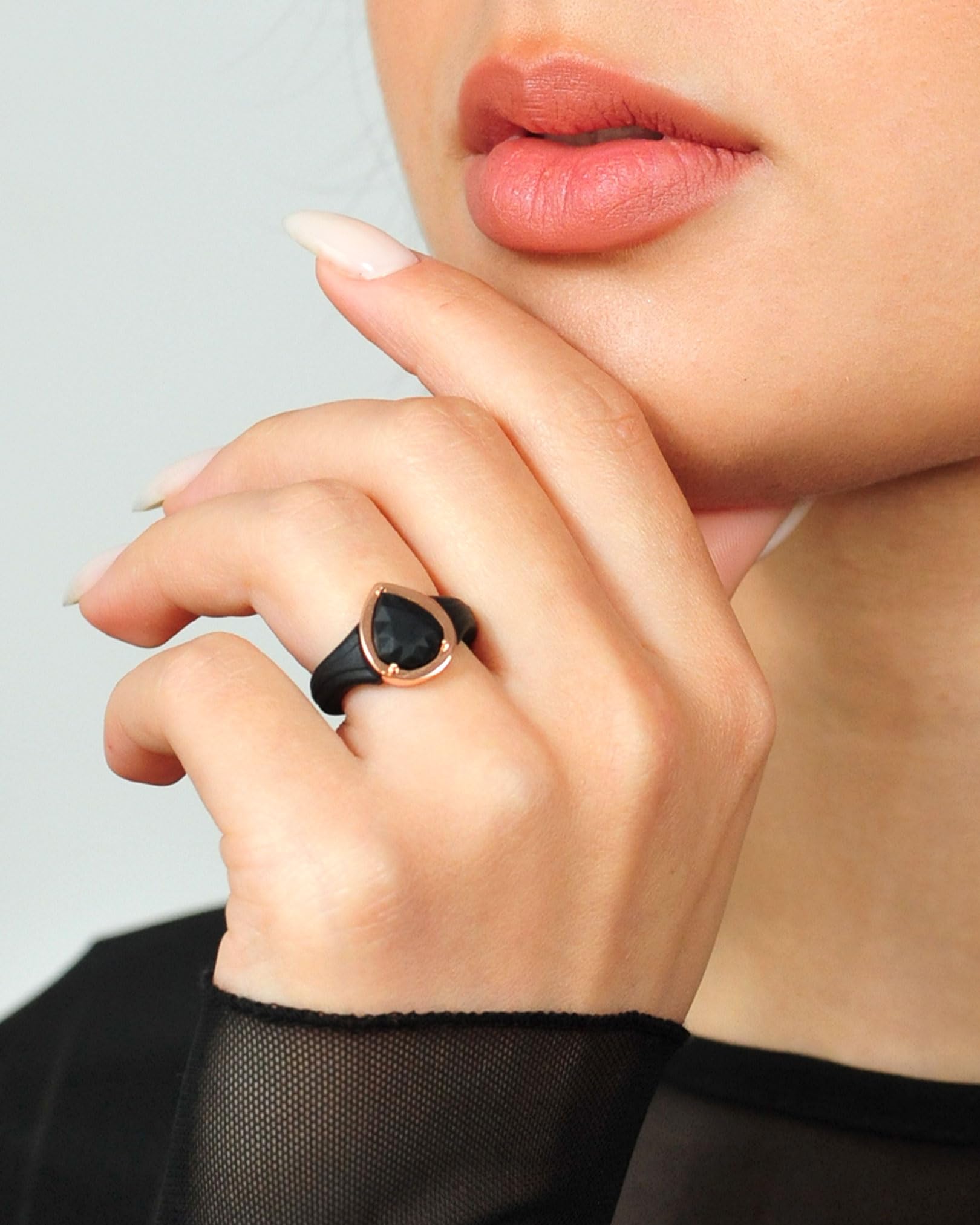 Rinfit Silicone Wedding Rings for Women - Metal Framed Pear Design | Gym & Swimming
