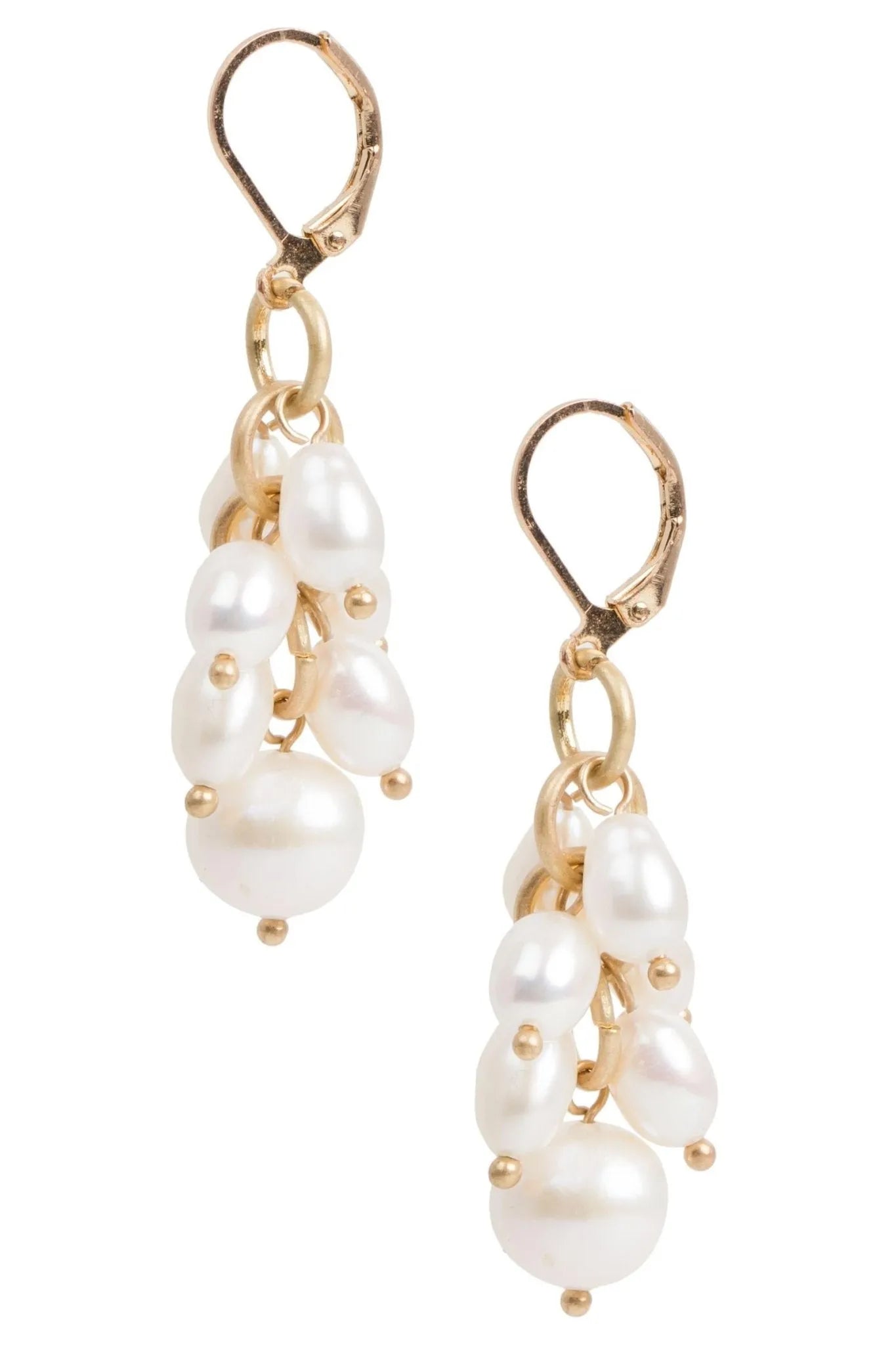 Elegant Gold Chain Cluster Pearl Dangle Earrings for Women - Vintage Pearl Drop Earrings for Party, Wedding & Evening Wear