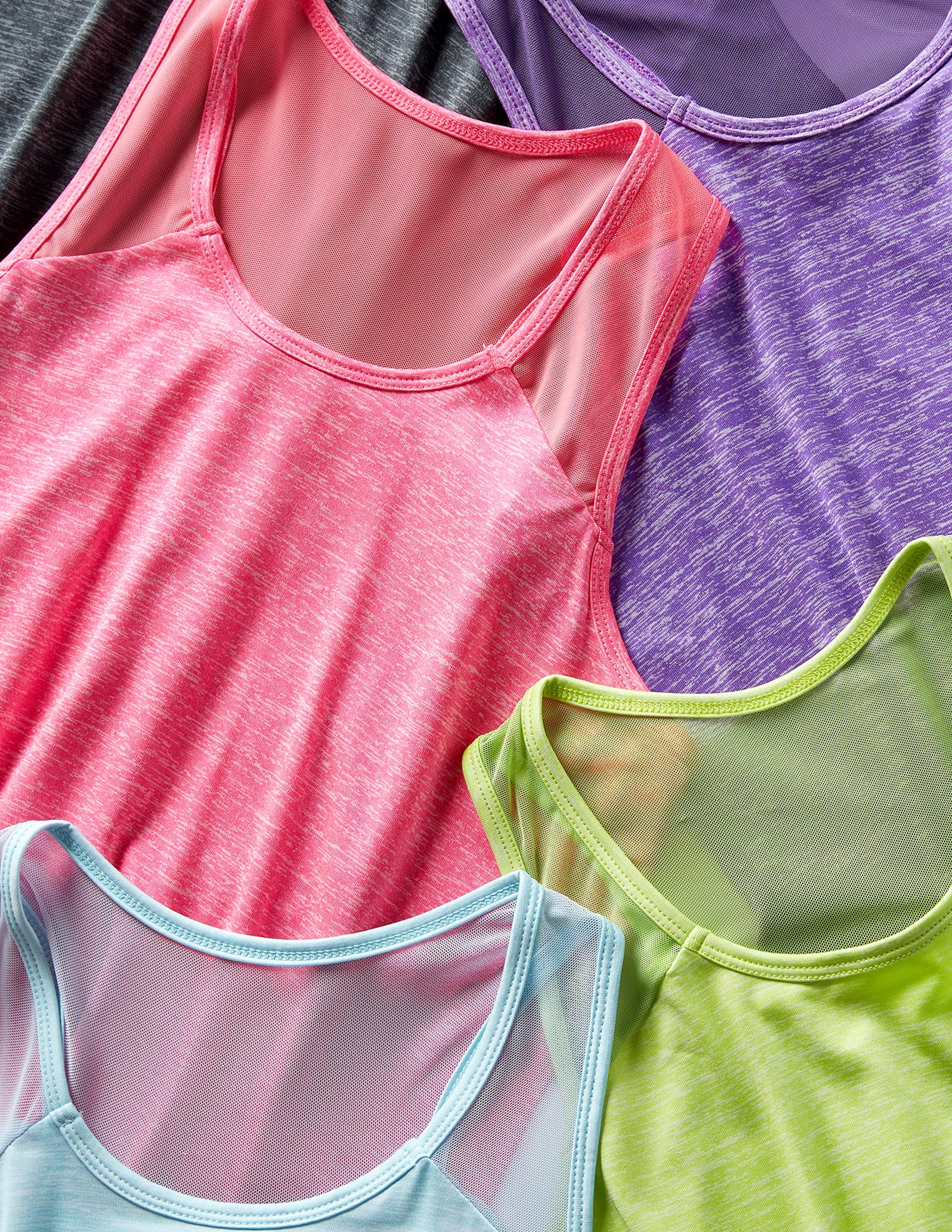 5 Pack Women's Workout Tops - Breathable Racerback Athletic Tank Tops for Yoga, Gym & Running | Moisture-Wicking Mesh Sleeveless Shirts for Women | Perfect for Fitness, Cardio & Summer Outdoor Activities