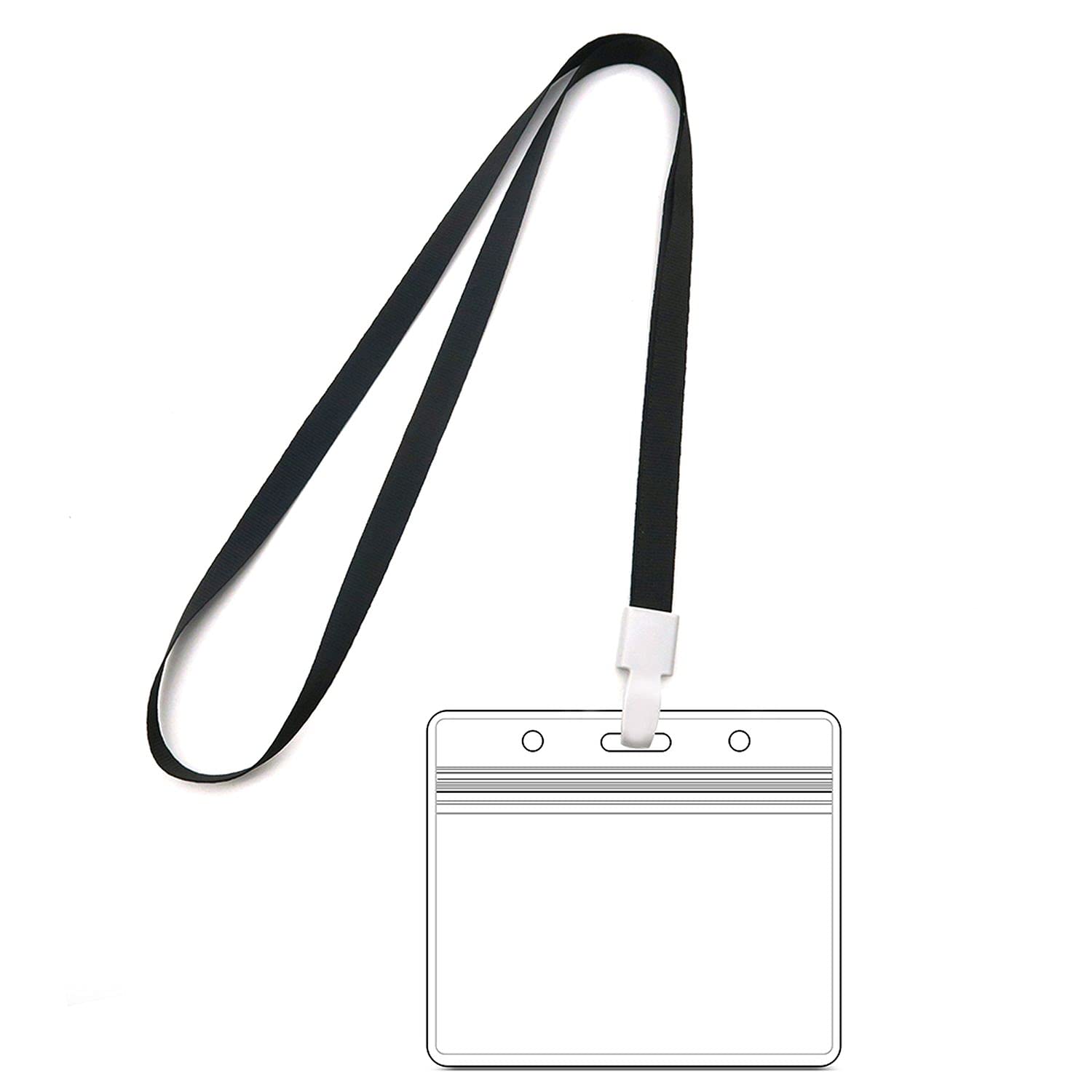 5-Pack Waterproof 4x3 Inch CDC Vaccine Card Holder with Adjustable Lanyard - Resealable Zipper Clear Plastic ID Badge Protector for Travel, Work & School