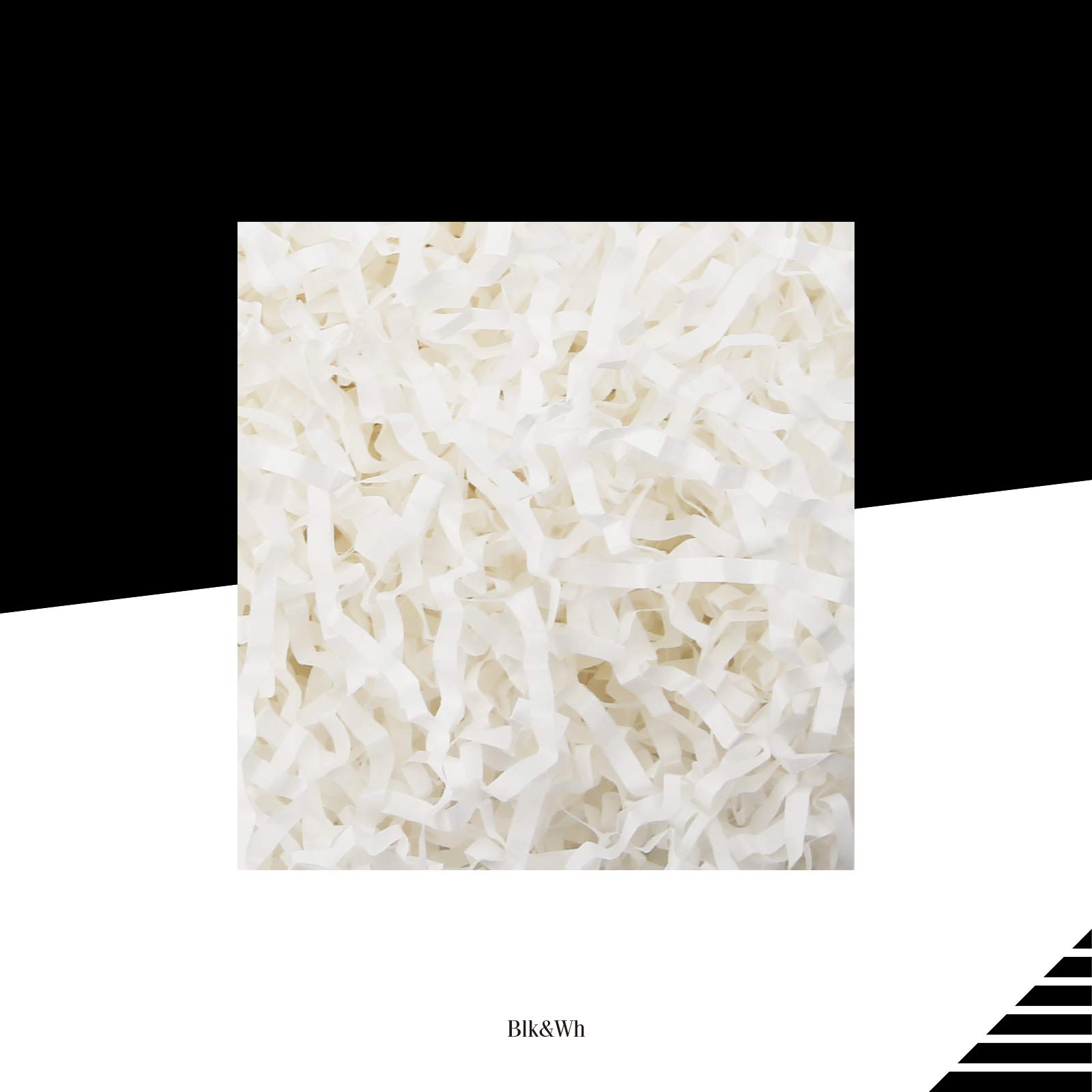 BLK&WH 0.5LB White Crinkle Cut Paper Shreds - Gift Wrapping Filler, Basket & Box Packaging Stuffing, Eco-Friendly Decorative Confetti for Parties, Weddings, Baby Showers & Events