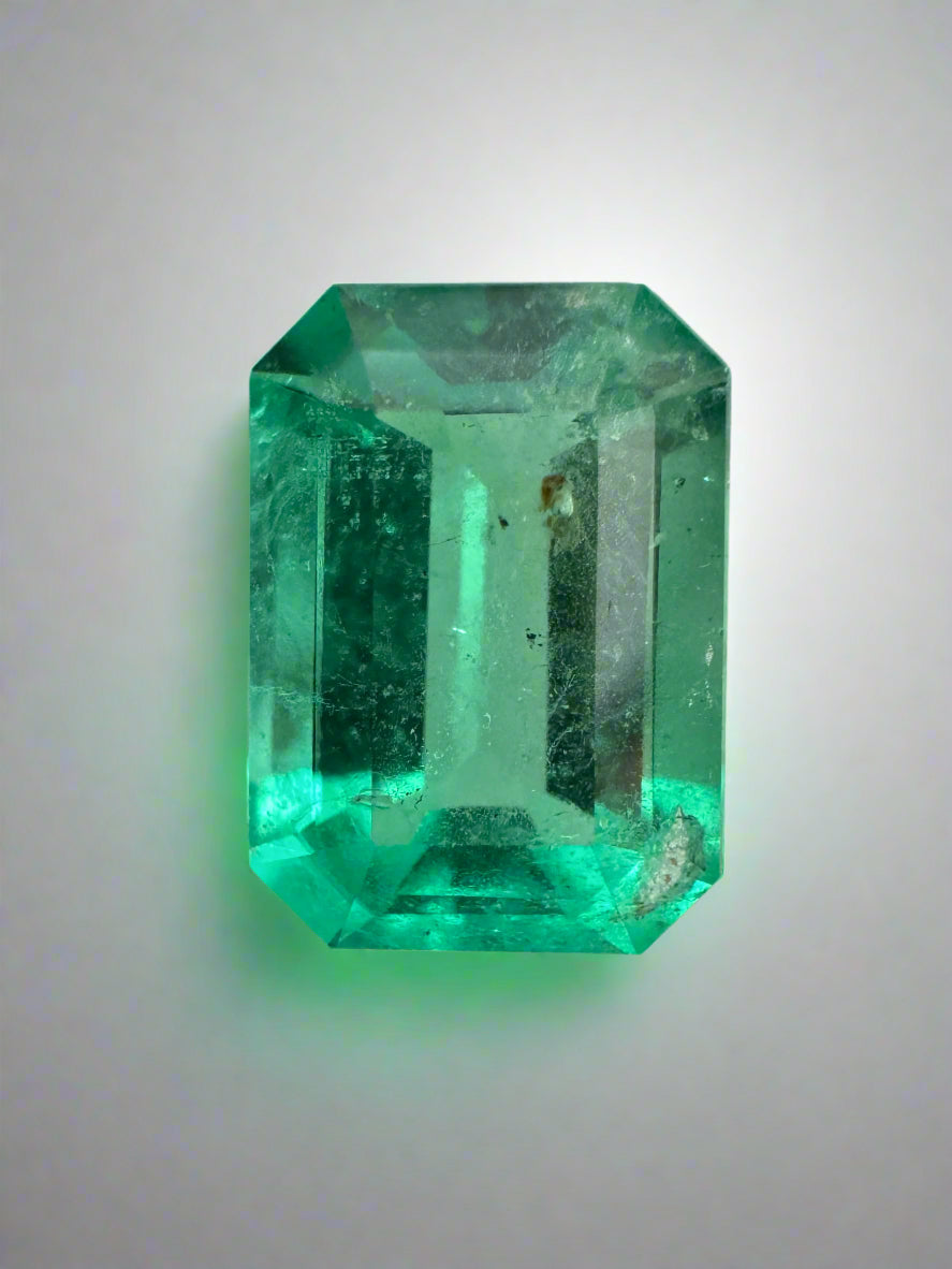 2.31 Carat 10x7mm Colombian Emerald - Natural Medium Green Emerald Cut Gemstone for Jewelry Making, Engagement Rings & Fine Collections