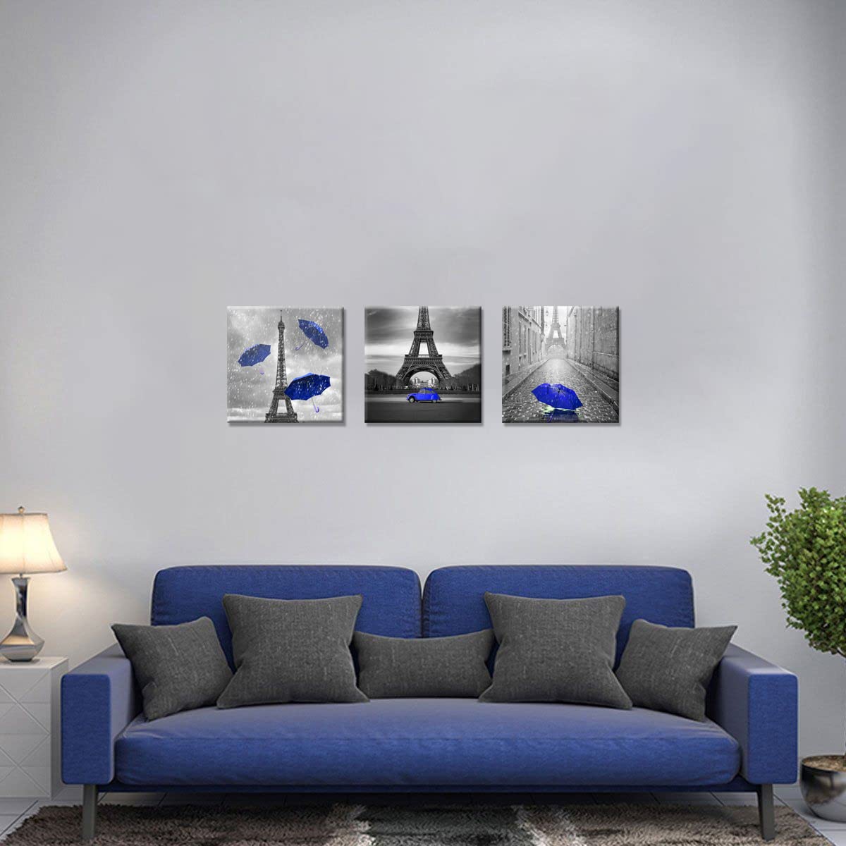 3-Piece Black & White Canvas Wall Art Set - Paris Theme Eiffel Tower Oil Painting Print for Living Room, Bedroom, Bathroom Decor | Girls' Room Wall Art | Waterproof & Fade-Resistant | Perfect for Home, Office & Gift Giving