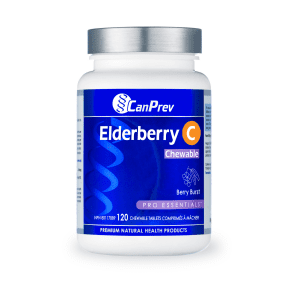 Canprev Elderberry C Chewable Tablets - Berry Burst Flavor, 120 Count - Immune Support for Adults & Kids - Perfect for Travel & Daily Wellness