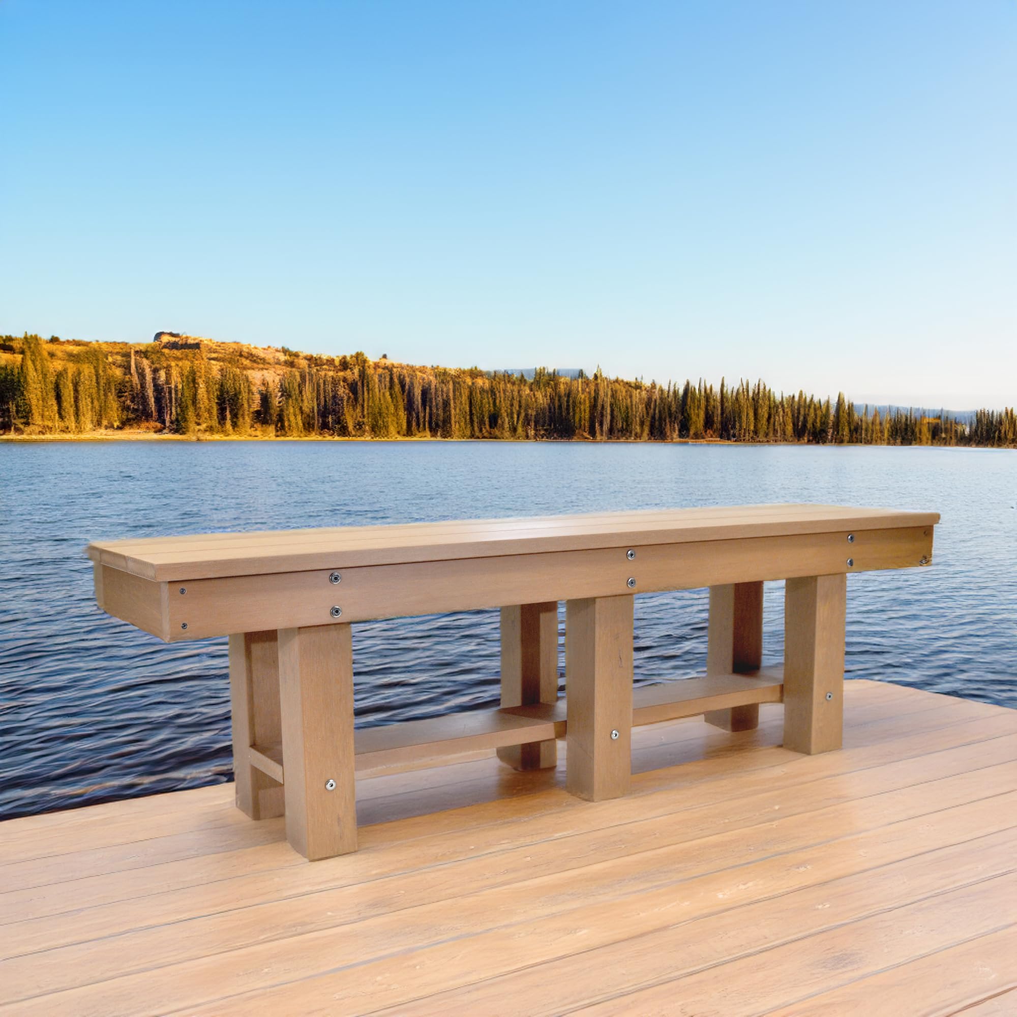 **Heavy Duty Outdoor Bench for Porch, Patio & Garden - 3-Seater All-Weather Durable Furniture with Real Wood Look - Perfect for Lawn, Deck or Entryway Decor**
