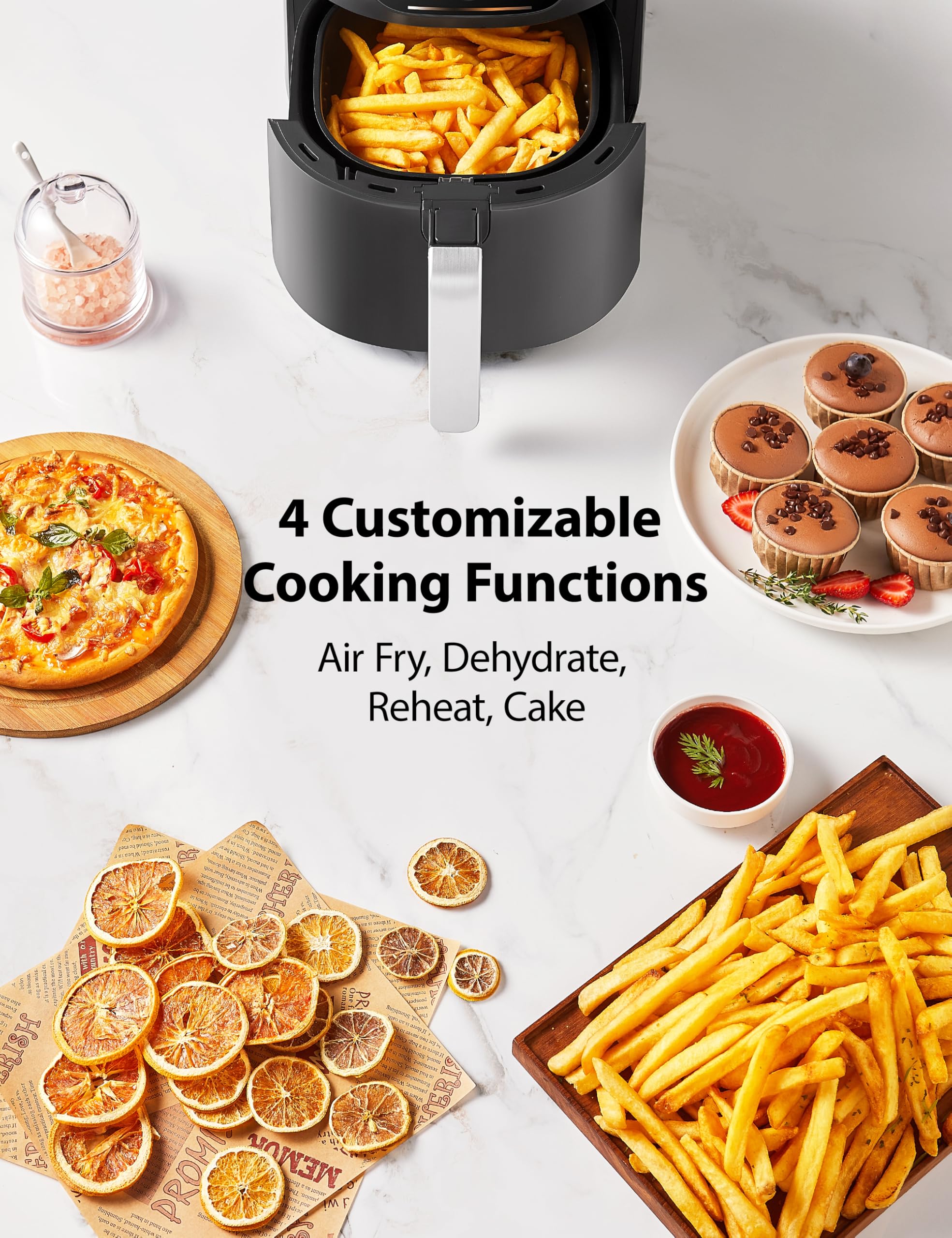 Toshiba 5.5QT Air Fryer with Heat-Q Technology - 8 Preset Menus, Menu-IQ Function & 1°F Precision for Healthier 90% Less Oil Cooking | Perfect for Quick Family Meals, Snacks & Healthy Lifestyle | Double-Sided Handles for Easy Handling