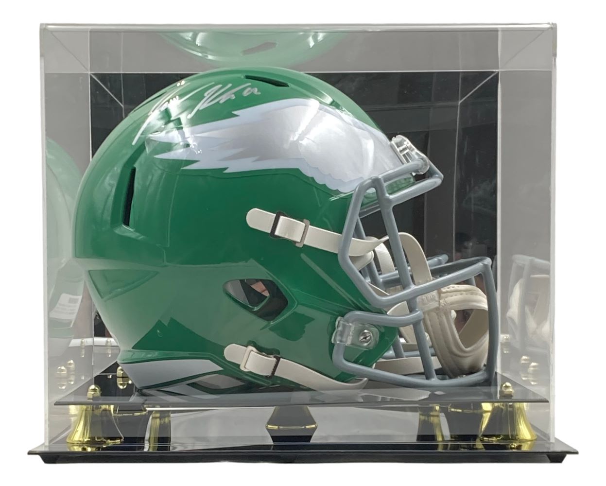 Jason Kelce Autographed Philadelphia Eagles Kelly Green Speed Replica Helmet with PSA ITP Hologram & Display Case - Perfect for Eagles Fans, Sports Memorabilia Collectors & Home Decor