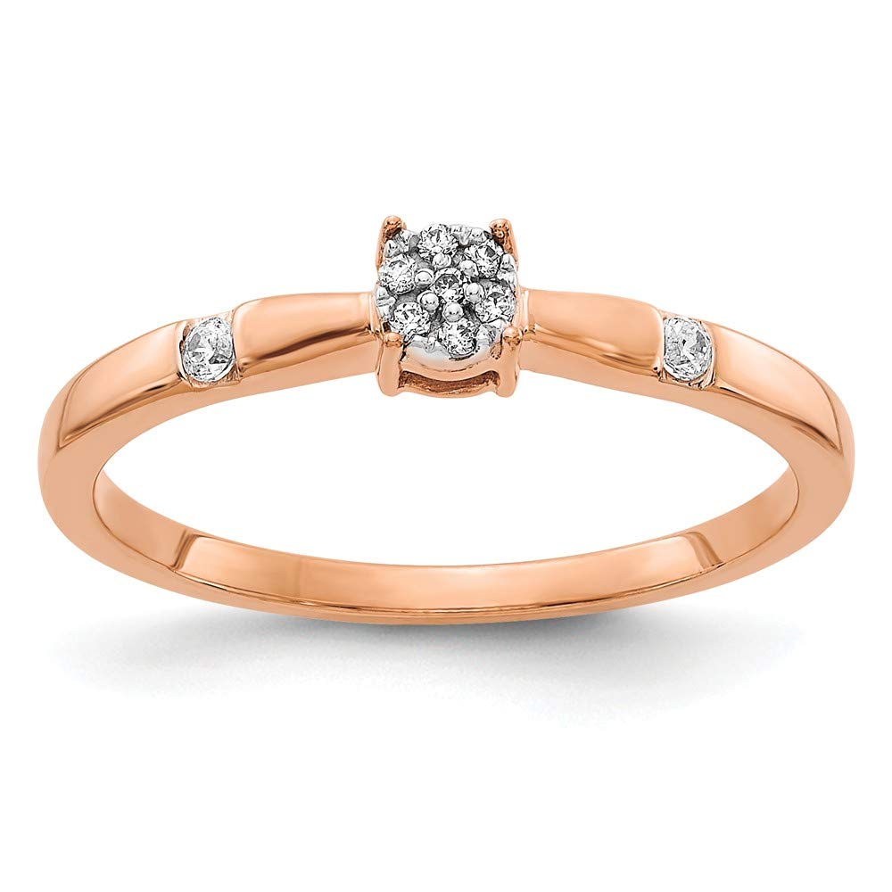 14K Rose Gold Diamond Cluster Ring Band - 0.075 Carat Total Weight | Elegant Wedding, Engagement & Anniversary Jewelry Gift for Women