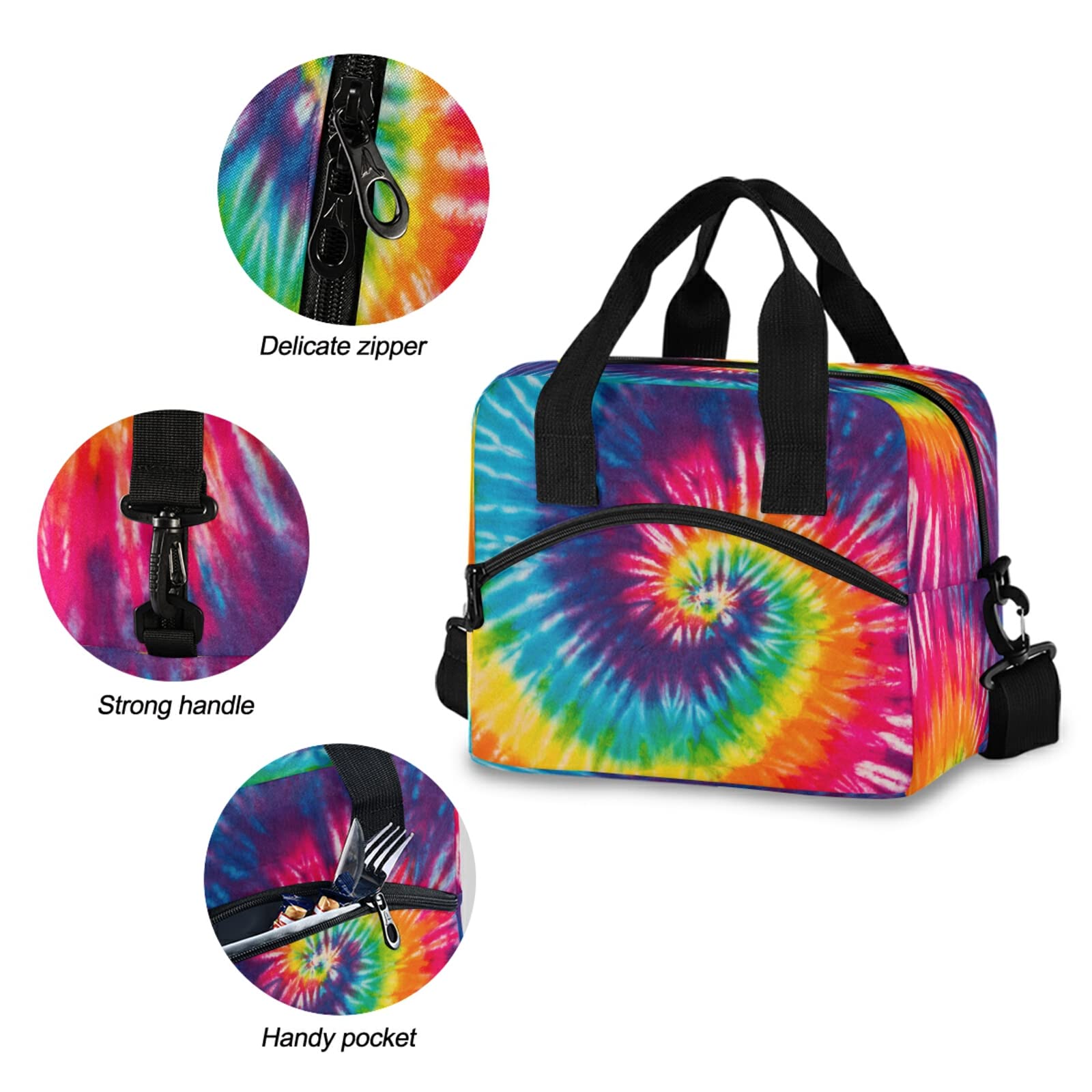 Vibrant Tie Dye Insulated Lunch Bag for Women & Men - Reusable Cooler Lunch Box with Zipper for School, Office, Picnic | Eco-Friendly Food Container Organizer for Kids & Adults