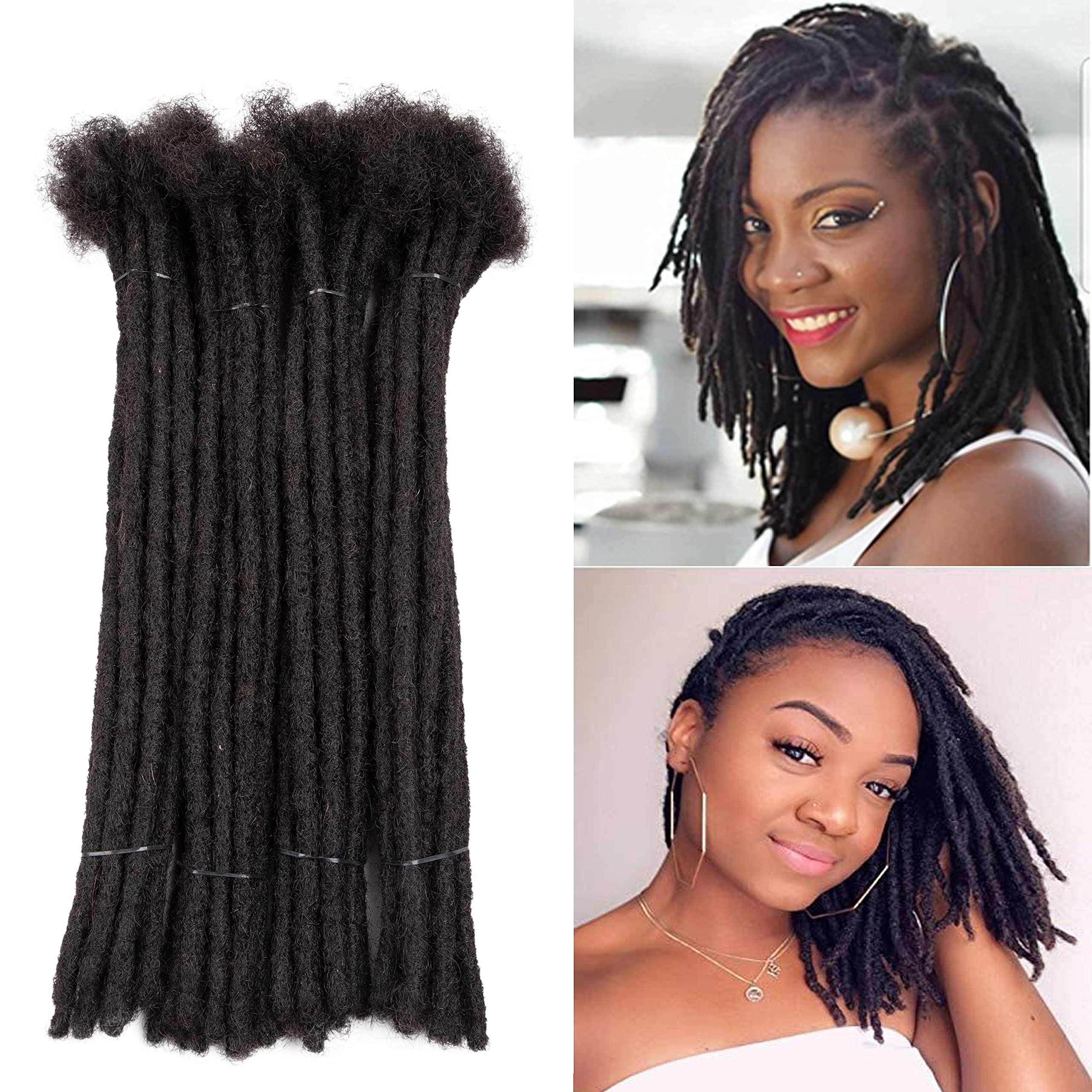 100% Remy Human Hair Dreadlocks Extensions - 12 Inch 40 Strands (0.6cm Width) | Permanent Full Handmade Locs in Natural Black | Dyeable & Bleachable | Perfect for Protective Styles, Cosplay, and Afro-Caribbean Hairstyles