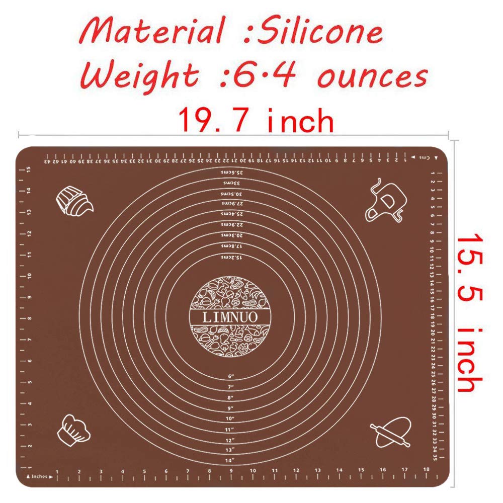 LIMNUO Extra Thick Silicone Baking Mat - Large Non Stick Pastry Sheet for Dough Rolling, Pie Crust, Cookies | Heat Resistant, Anti-Slip & Dishwasher Safe | Perfect for Baking, Cooking & Kitchen Decor