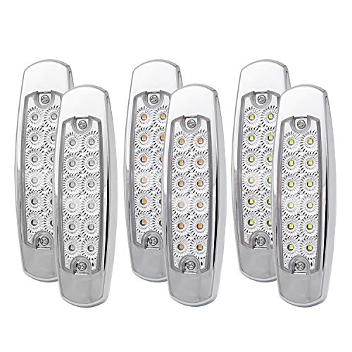 Clear/Amber+Red+White Pack of 6