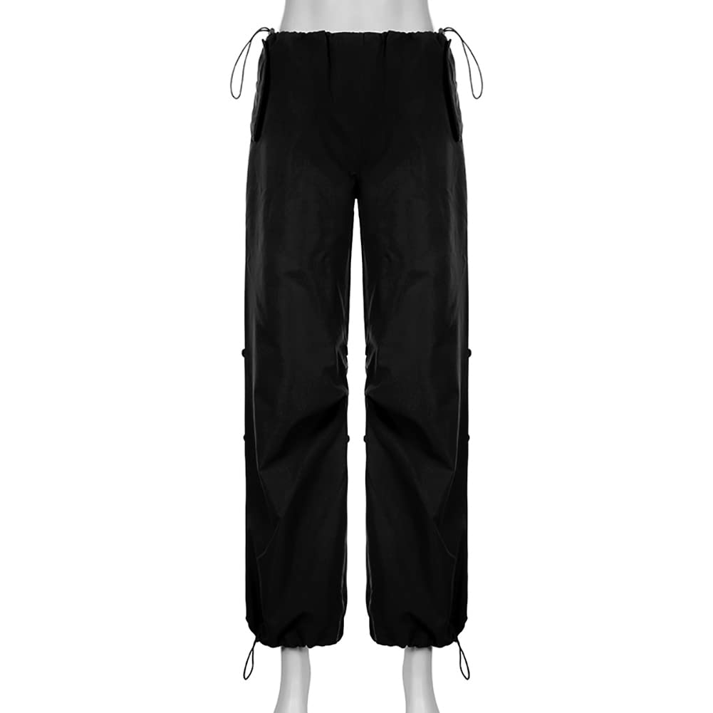 ODIZLI Women's Baggy Cargo Pants with Pockets - Drawstring Low Waist Loose Fit Hip Hop Casual Sweatpants | Y2K Streetwear for Women | Perfect for Street Style, Lounge Wear & Urban Fashion Outfits