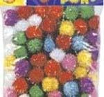 80-Pack 1/2 Inch Glitter Pom Poms for DIY Crafts, Party Decorations, and Scrapbooking Supplies - Bulk Assorted Colors