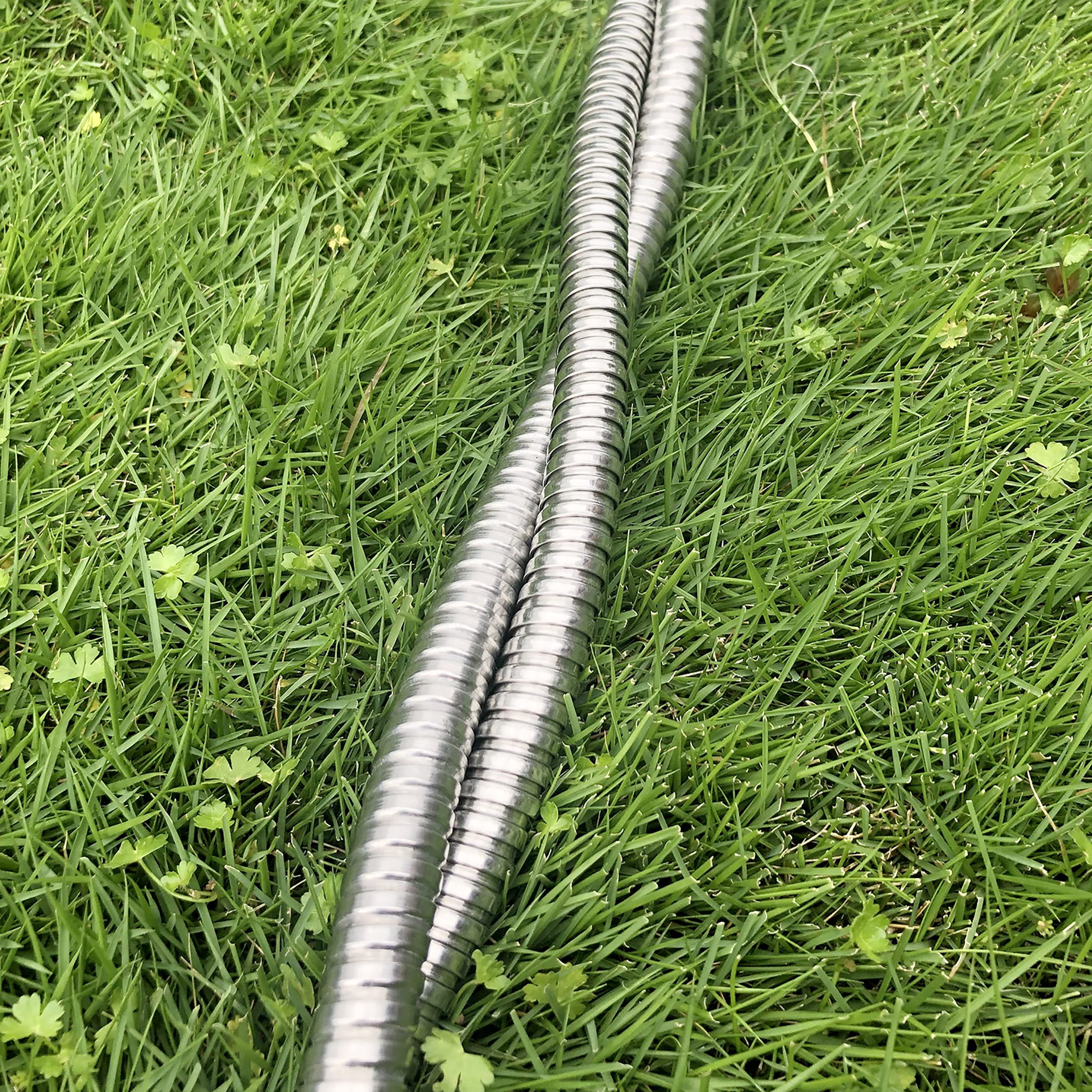 Yanwoo 5ft Heavy Duty 304 Stainless Steel Garden Hose with Female to Female Connector - Durable Metal Water Hose for Outdoor Gardening, Car Washing & Yard Cleaning