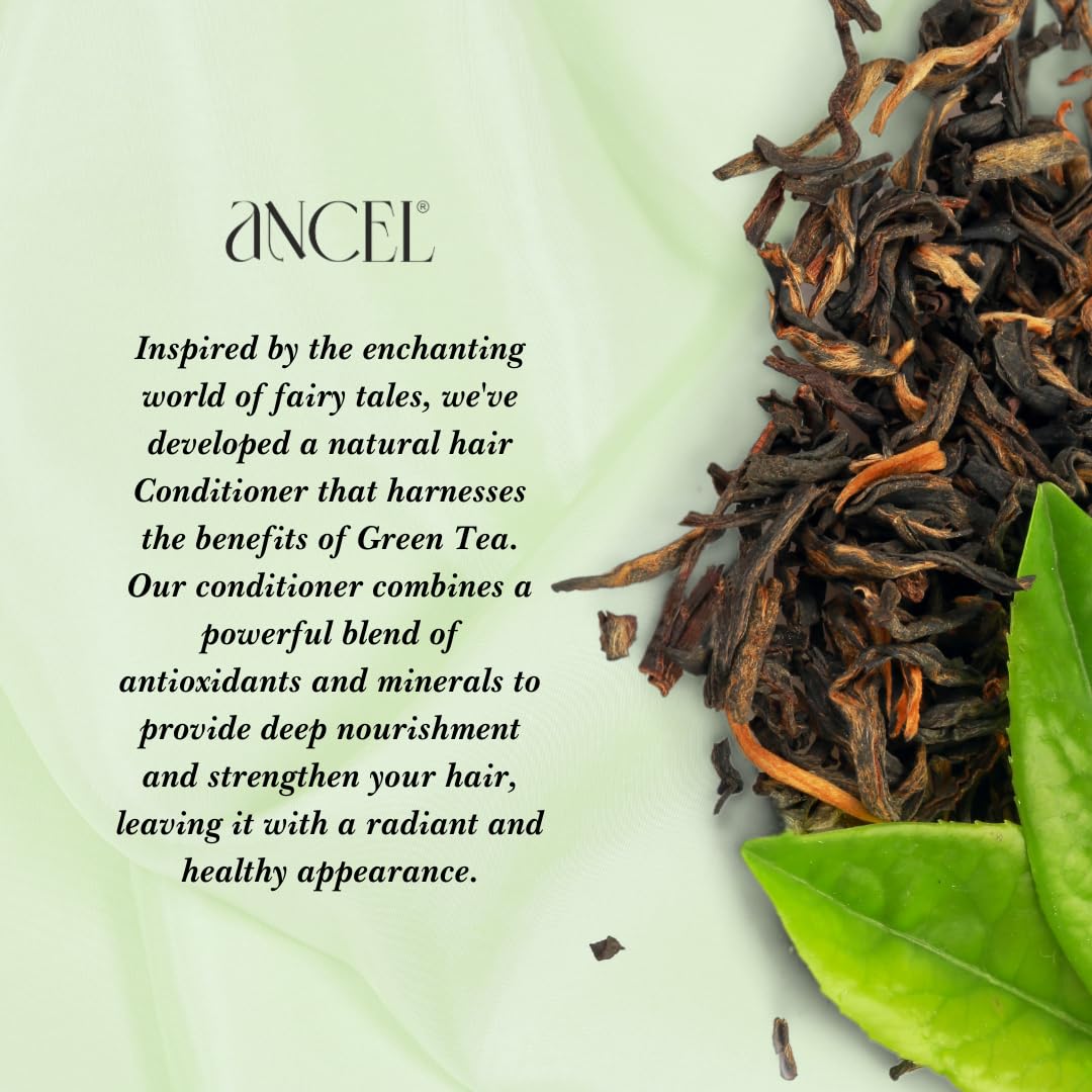 Ancel Green Tea Conditioner with Natural Extracts 300ml - Tea Tree Oil, Rosebay, Almond Oil & Shea Butter for Deep Cleansing & Dandruff Control - Hydrating Hair Care for Men & Women - Perfect for Daily Use & Scalp Refreshment