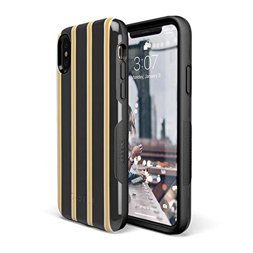 Casely iPhone X/XS Case - Fine Lines Mustard Yellow Pinstripe Protective Cover | Slim Fit, Shockproof & Scratch-Resistant | Perfect for Work, Travel & Everyday Use