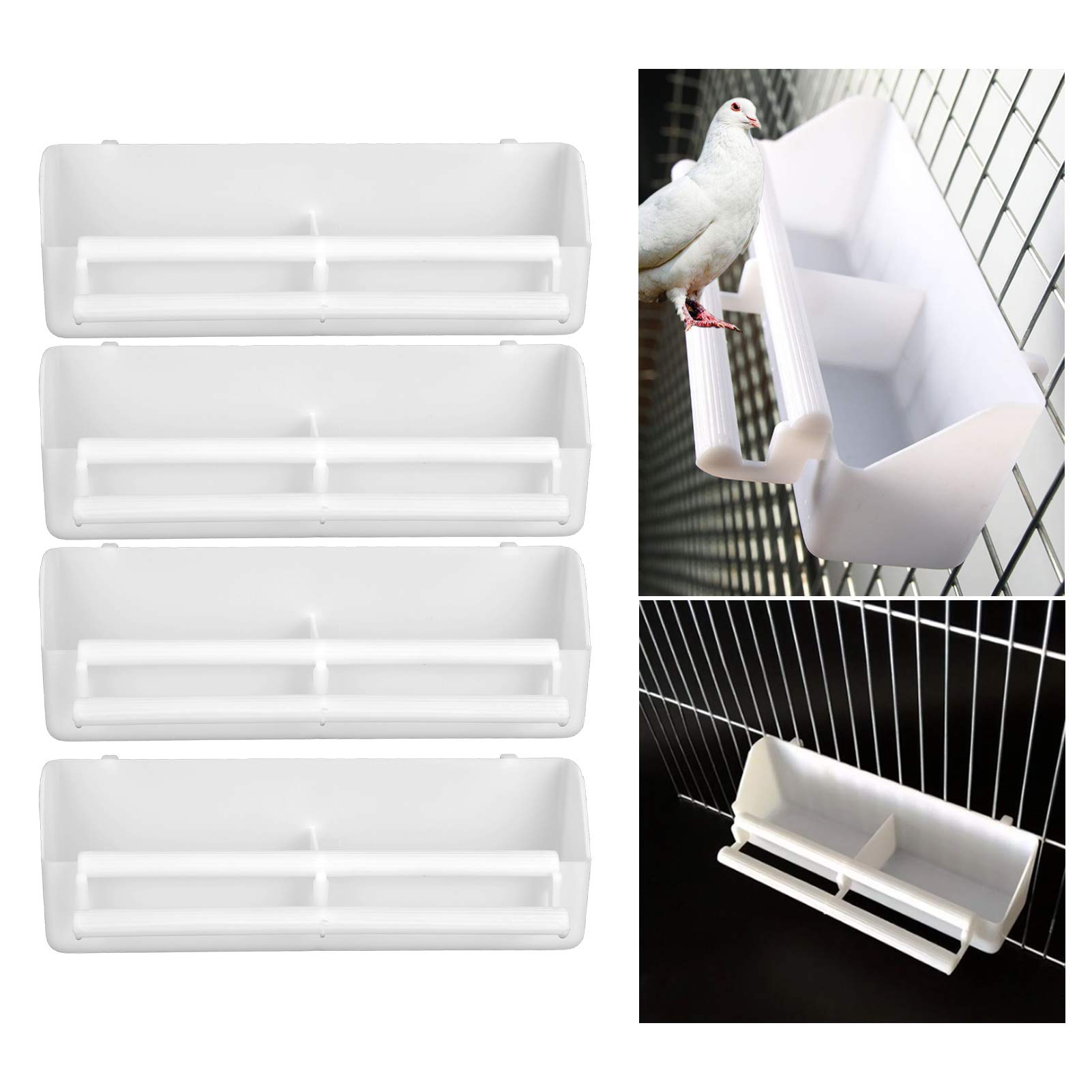 4pcs Thickened Bird Feeders & Water Bowls - Hanging Food Box for Parrots, Pigeons & Pet Birds - Durable Cage Feeding Tools for Outdoor & Indoor Use