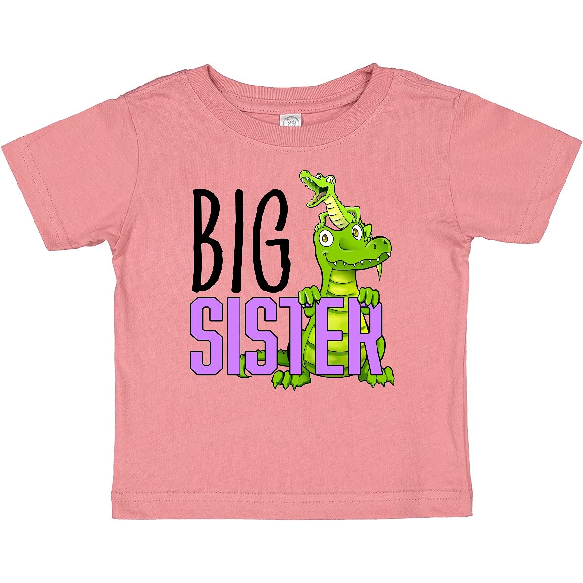 Inktastic Big Sister with Cute Alligators Baby T-Shirt - Soft Cotton Toddler Shirt for Siblings - Perfect for Family Photos, Birthdays & Matching Outfits