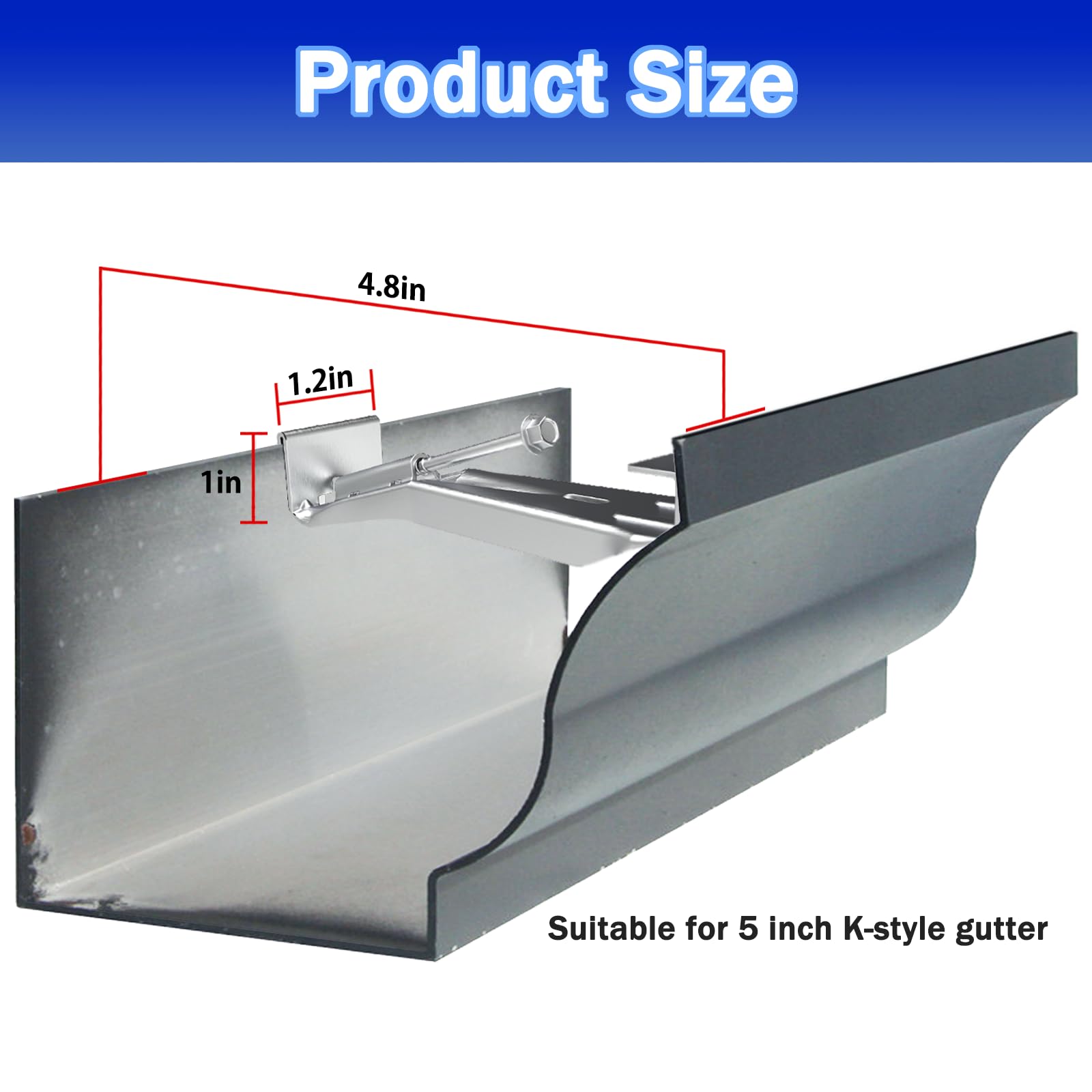 5 Inch Quick Screw Gutter Hangers - 100 Pack Heavy Duty Gutter Support Brackets with Hidden Screw Clips | Prevent Sagging Rain Gutters for Roof Drainage & Home Protection