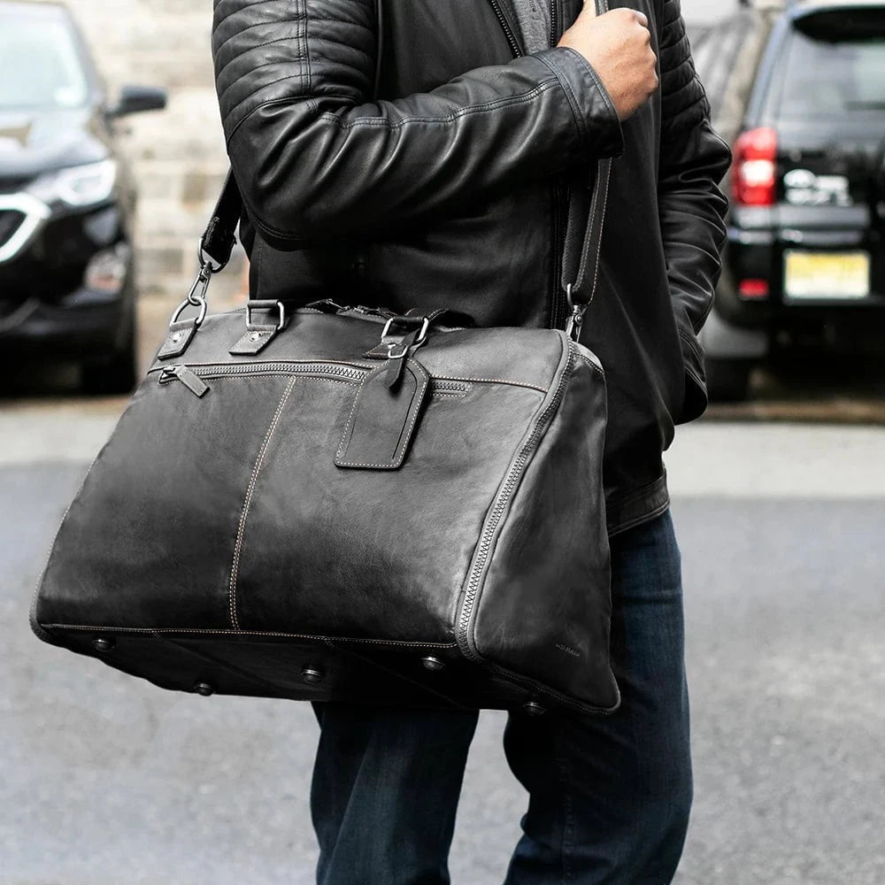 Jack Georges Voyager Large Convertible Valet Bag - Premium Leather Travel Organizer for Men | Business Trip & Weekend Getaway Essential