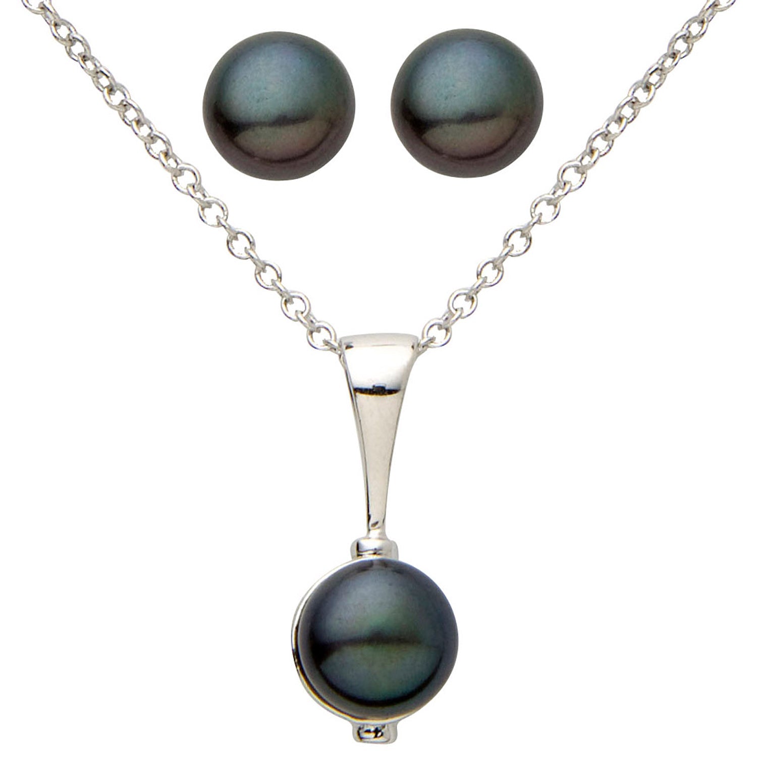 Freshwater Button Pearl Earrings and Necklace Set - Elegant Jewelry for Women, Perfect for Weddings, Parties & Gifts
