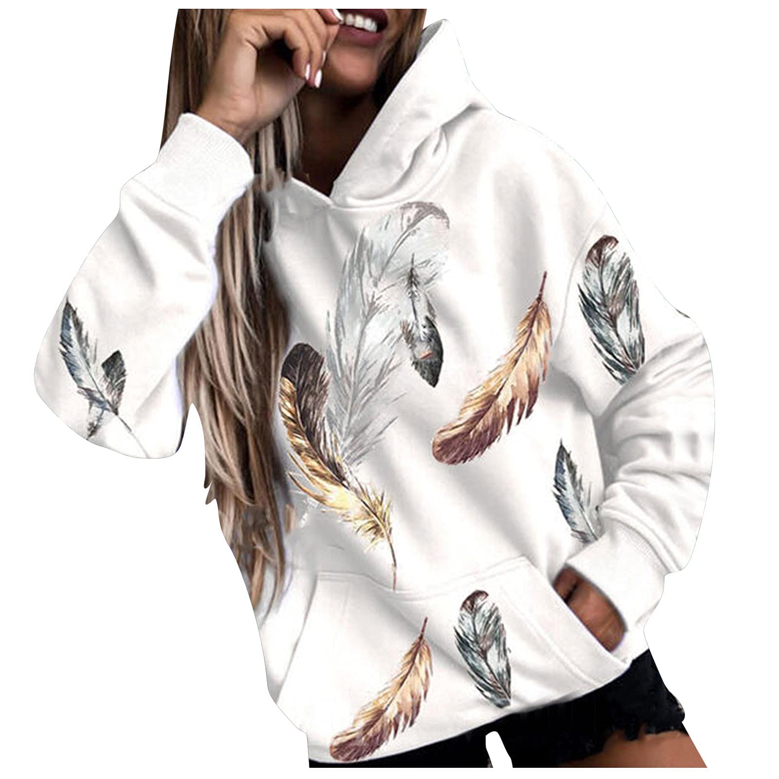Women's Casual Pullover Sweatshirt - Long Sleeve Warm Printed Blouse with Hood | Winter Fashion Hoodies & Sweatshirts for Women | Perfect for Outdoor Activities, Work, and Daily Wear