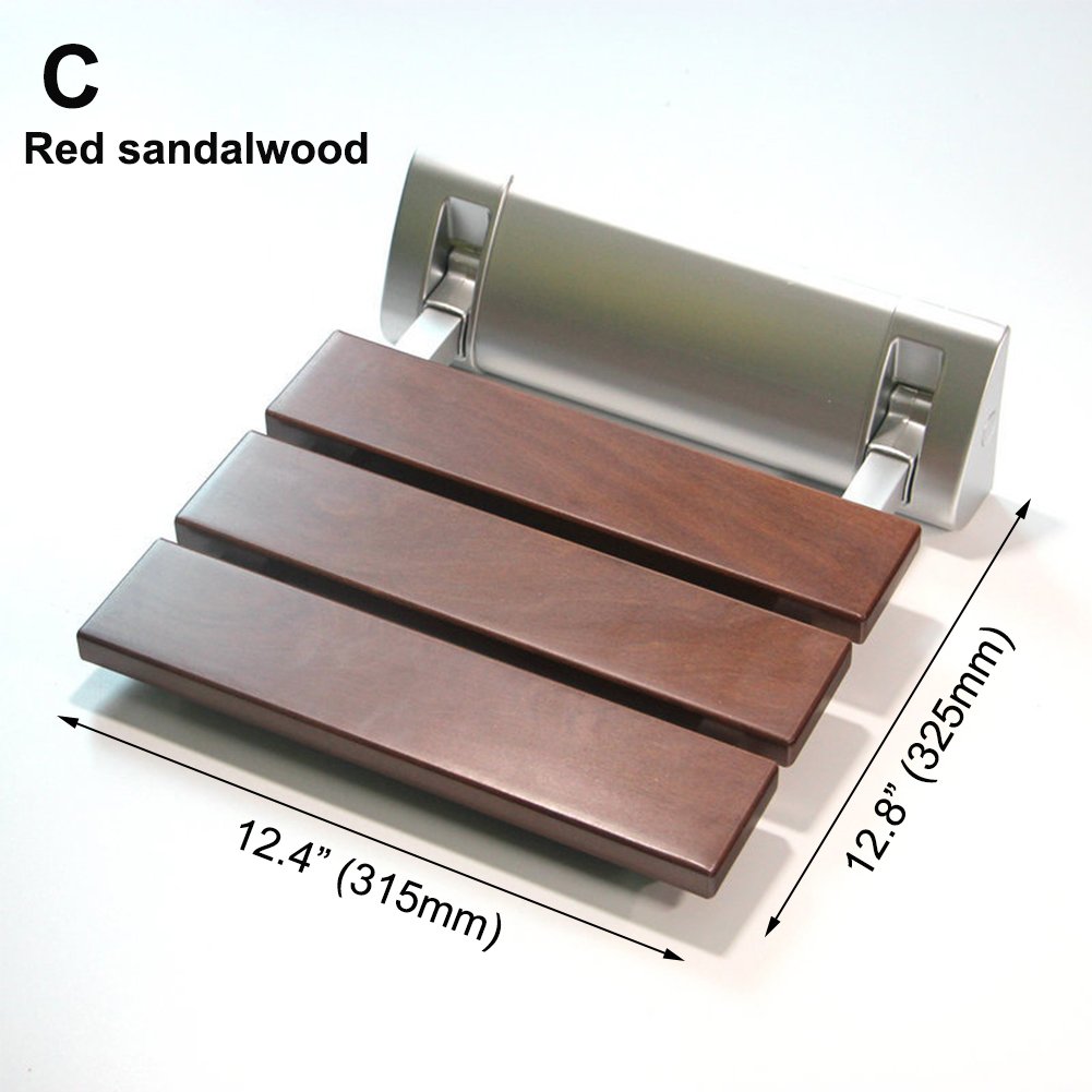 Foldable Wall-Mounted Shower Seat - Solid Wood Bathtub Safety Stool Chair with 350 lbs Weight Capacity - Perfect for Elderly, Disabled & Bathroom Safety (Non-Slip, Space-Saving Design)