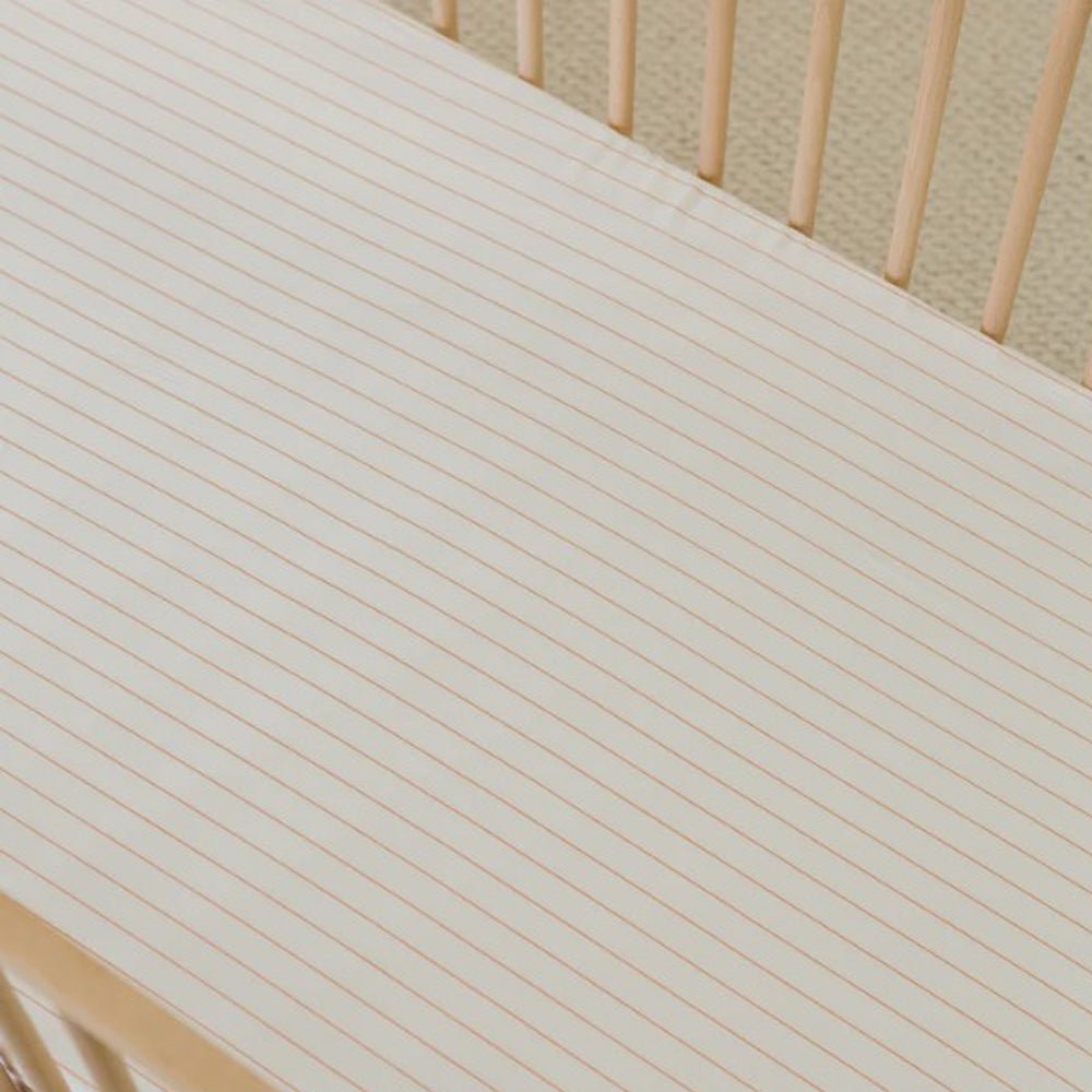 100% Organic Bamboo Fitted Sheet - Rust Stripe Design | Queen Size Bed Sheets | Soft & Breathable for All-Season Comfort | Perfect for Eco-Friendly Home & Hotel Use