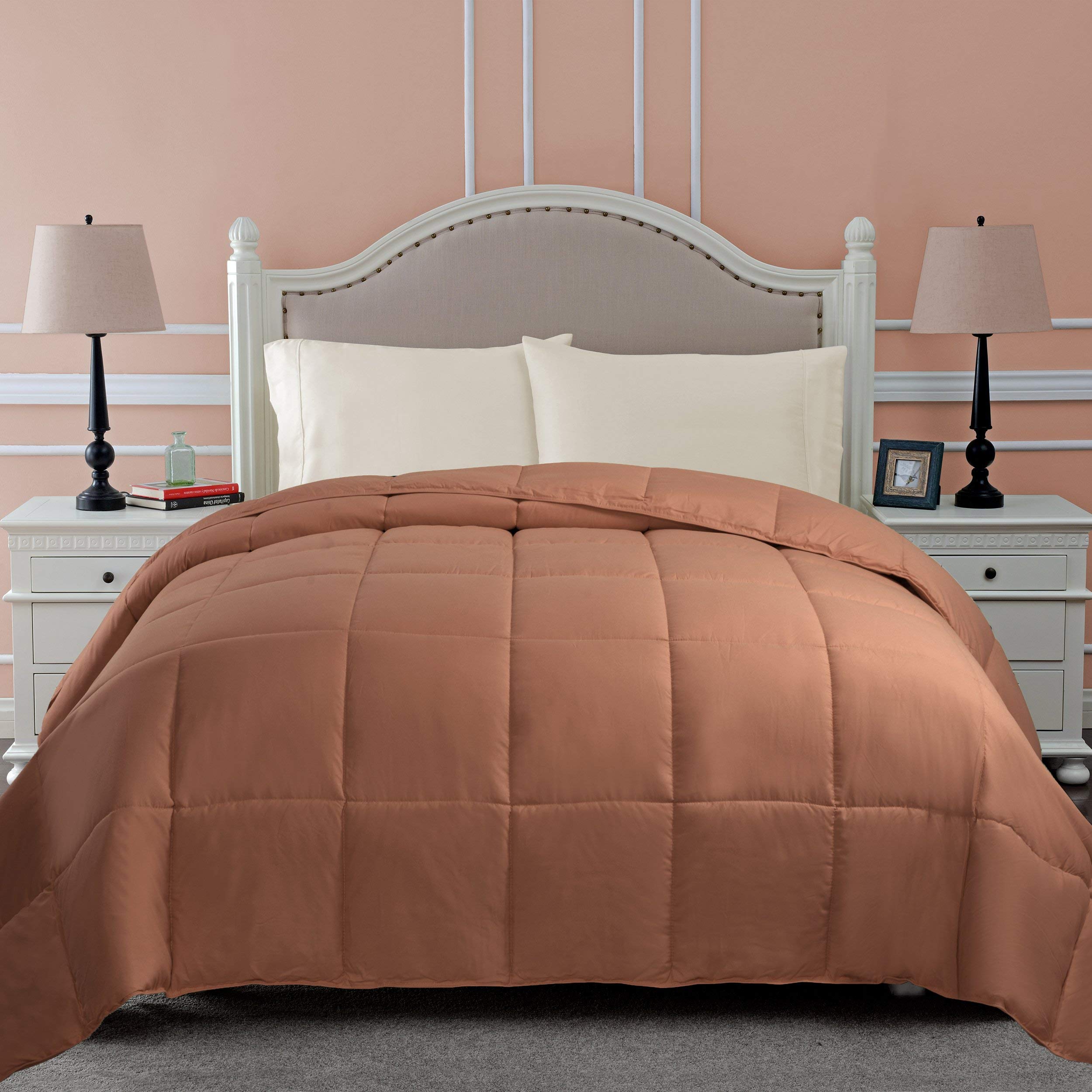 100% Cotton All-Season Comforter - 500 GSM Ultra Soft & Warm Winter Duvet with Corner Tabs | Box Stitched, Machine Washable | Queen/Full Size in Camel | Perfect for Cozy Bedrooms & Guest Rooms