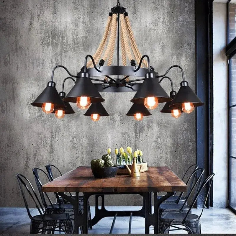 Laura 8-Light Black Industrial Chandelier - Vintage Edison Bulb Ceiling Light Fixture for Farmhouse, Loft & Restaurant Decor