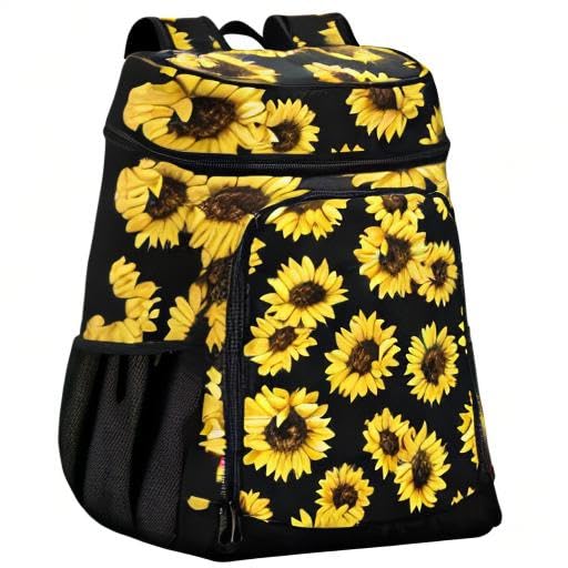 Insulated Sunflower Cooler Backpack for Women & Men - Leakproof Picnic Lunch Bag for Work, Hiking, Camping, Beach & Outdoor Activities | Perfect for Picnics, Fishing, Park Trips & Daily Commute