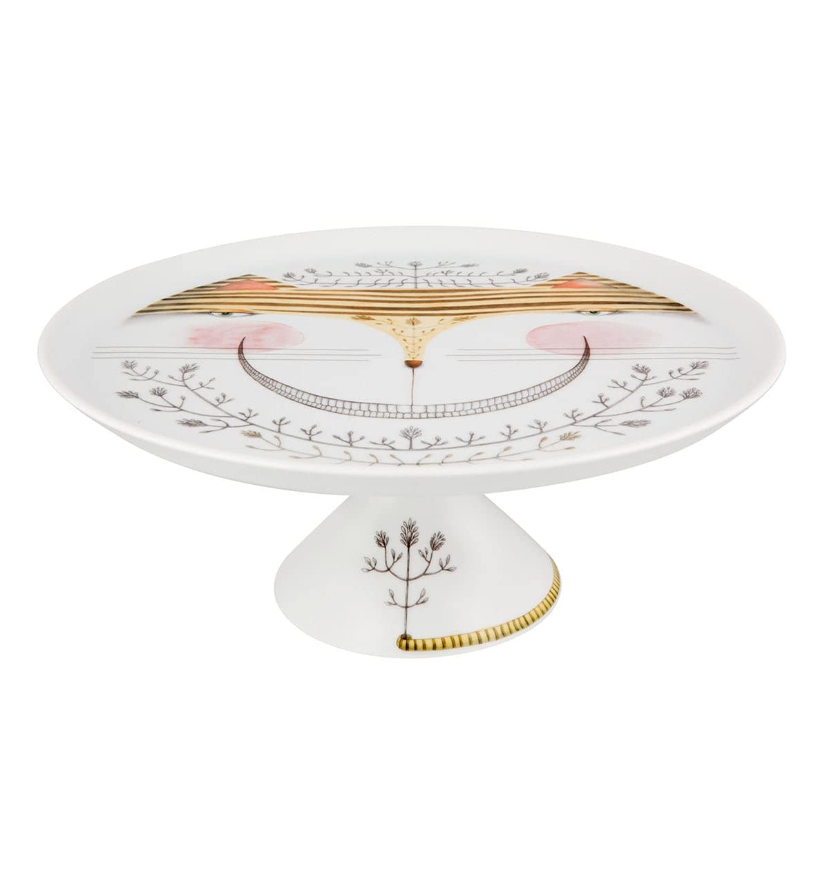 Alice in Wonderland Tea Party Footed Cake Plate - Elegant Porcelain Dessert Stand for Afternoon Tea, Birthday Parties & Special Occasions