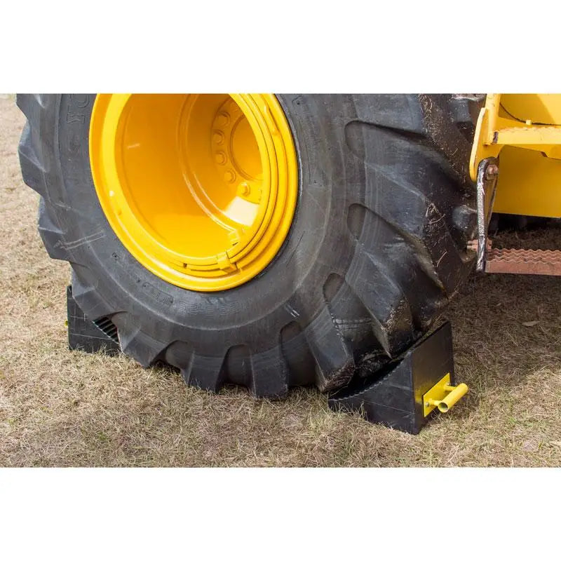 AME 15301 Heavy Duty Big Black OTR Wheel Chock for Trucks & Trailers - Secure Parking & Loading Dock Safety Solution