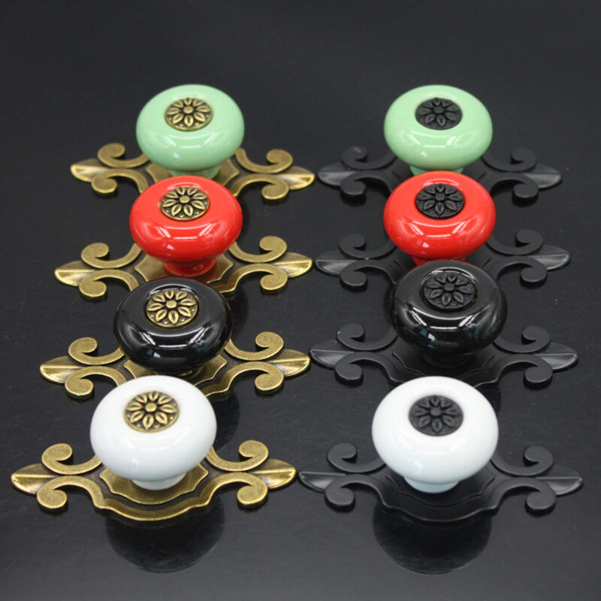 Vintage Ceramic Knobs 10 Pack - Retro Dresser & Cabinet Pulls for Kitchen Wardrobe