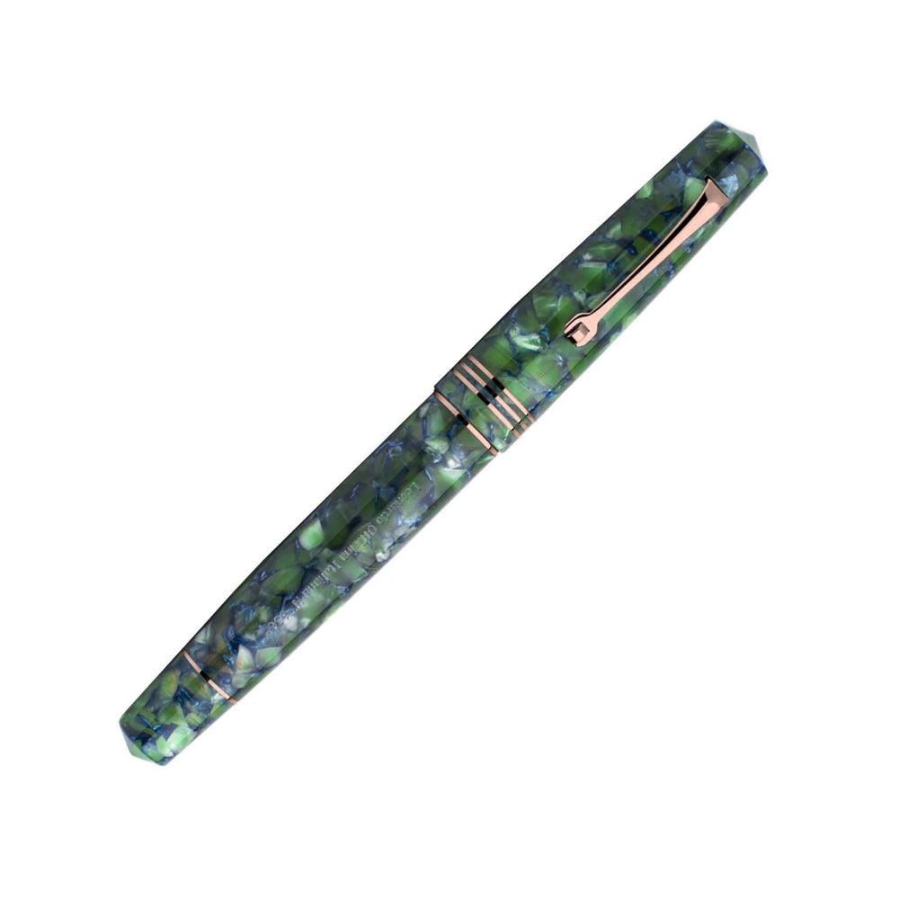 Leonardo Momento Zero Stainless Steel Fountain Pen - Green & Blue Iridescent Finish | Premium Writing Instrument for Professionals, Gifts & Collectors