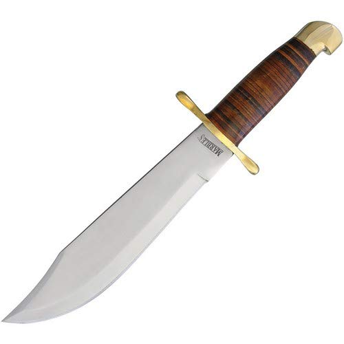 Premium Marbles Bowie Stacked Leather Knife - Durable Outdoor Hunting & Camping Tool for Survival, Bushcraft & Everyday Carry (EDC)