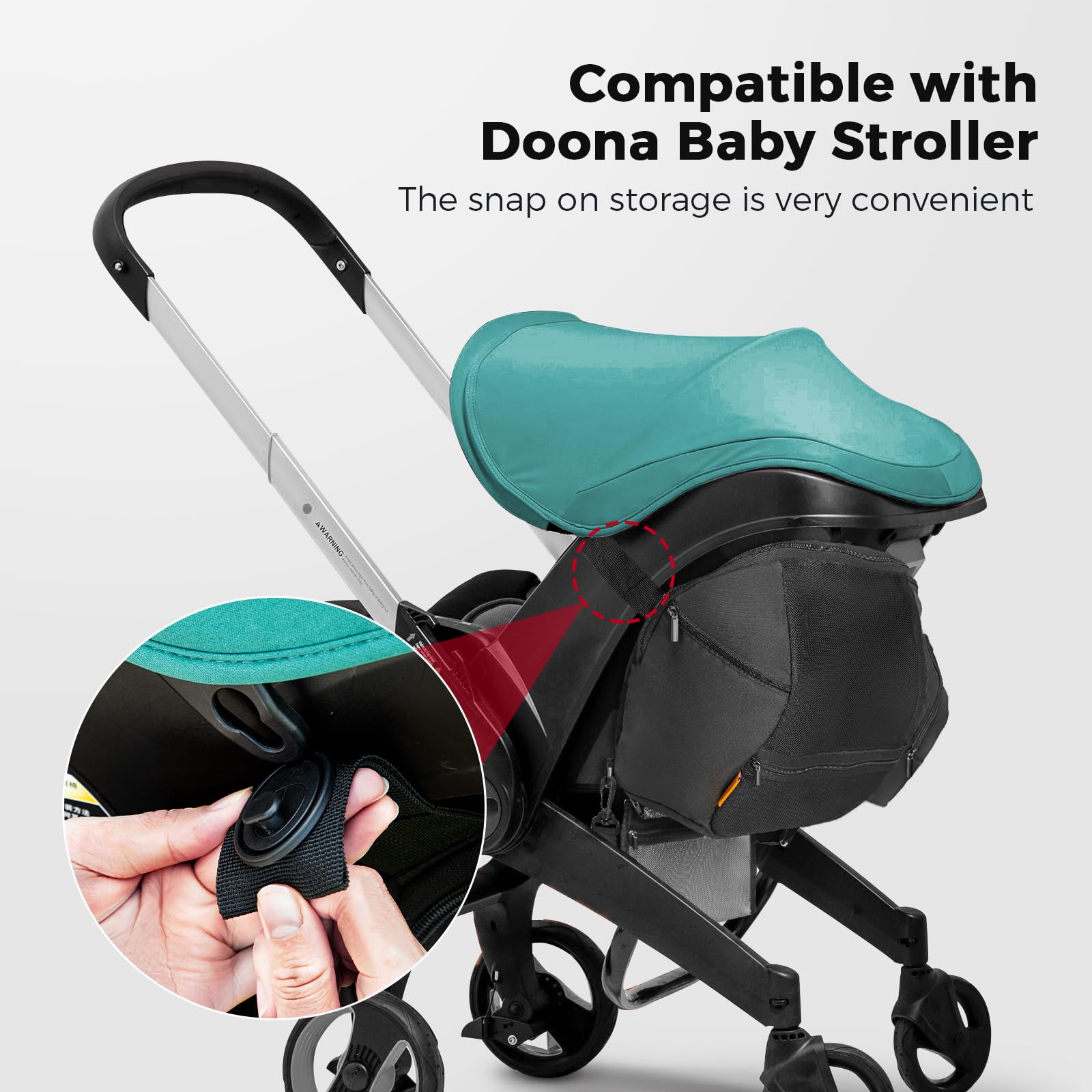 Doona Car Seat Stroller Storage Bag - Large Capacity Wearable Backpack for Diapers & Parent Essentials (Black) - Perfect for Travel & Daily Use