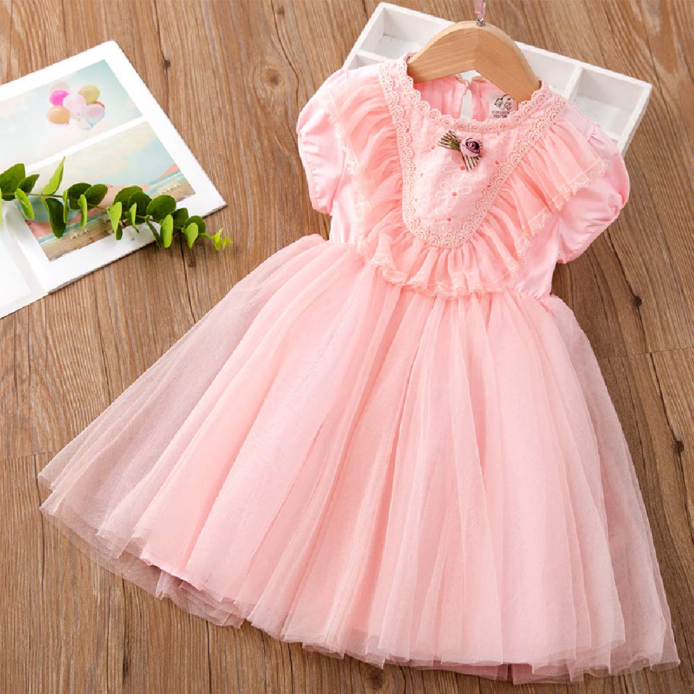Quenny Summer Girls' Korean Style Lolita Dress - Fashion Floral Mesh Princess Dress for Tea Parties, Cosplay & Special Occasions