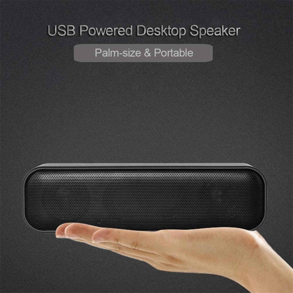 USB Powered Mini Soundbar for Desktop, Laptop, TV - Compact Wired Computer Speakers for Home Office, Gaming, and Multimedia Use