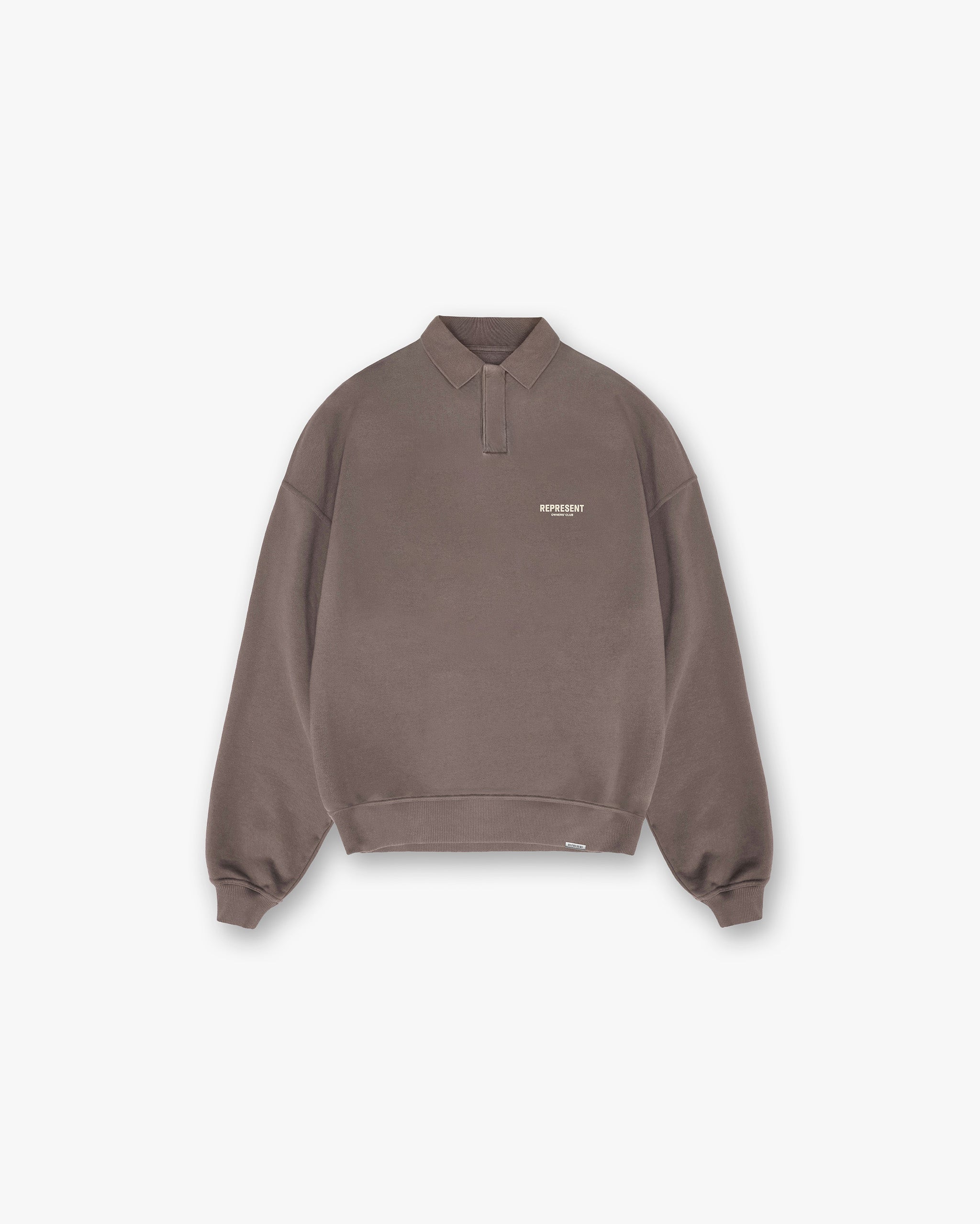Represent Owners Club Long Sleeve Polo Sweater - Premium Cotton Blend Men's Casual Pullover (Fog Gray) | Perfect for Streetwear, Business Casual & Lounge Wear